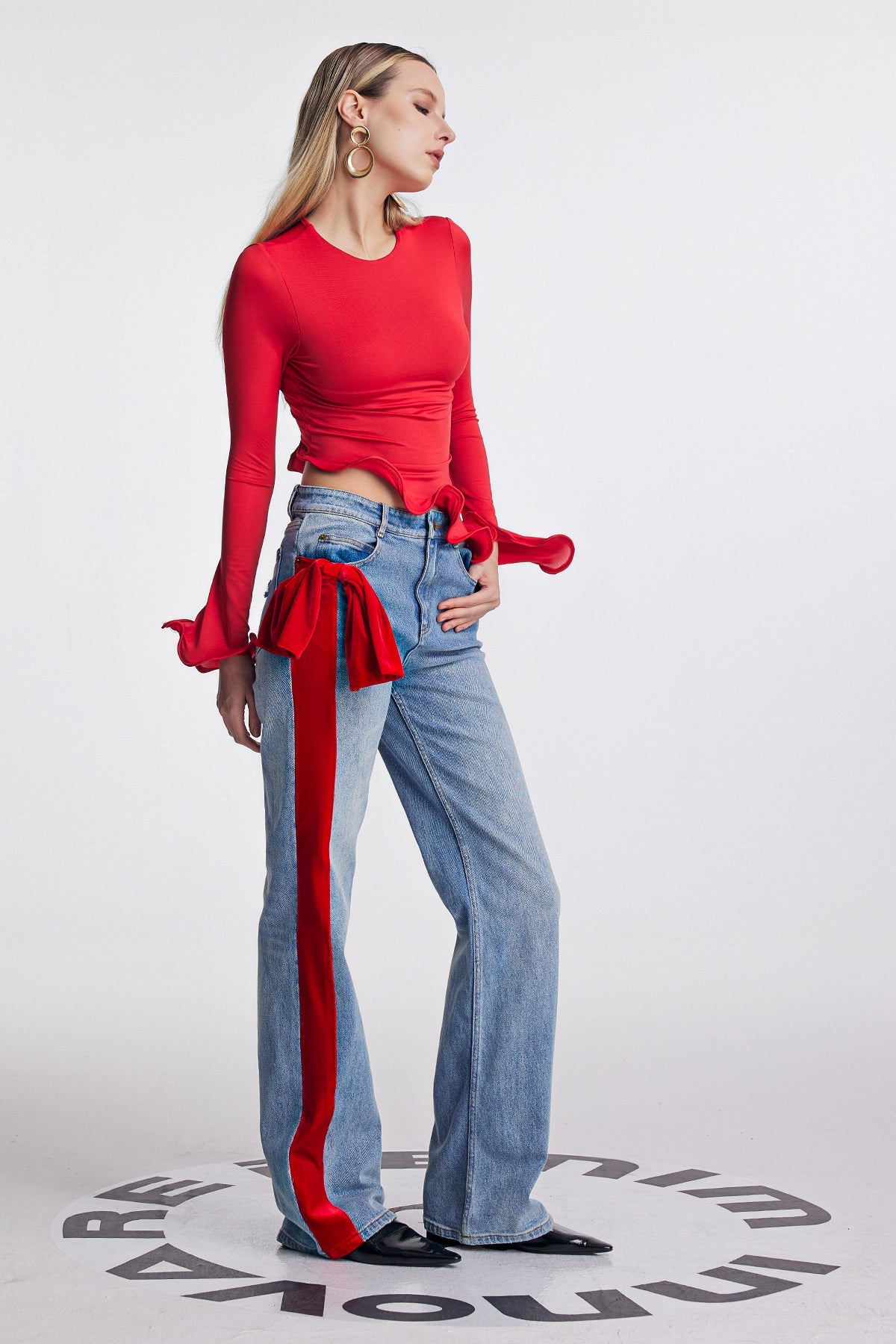 Alize Ruffle Bodycon Asymmetric Top