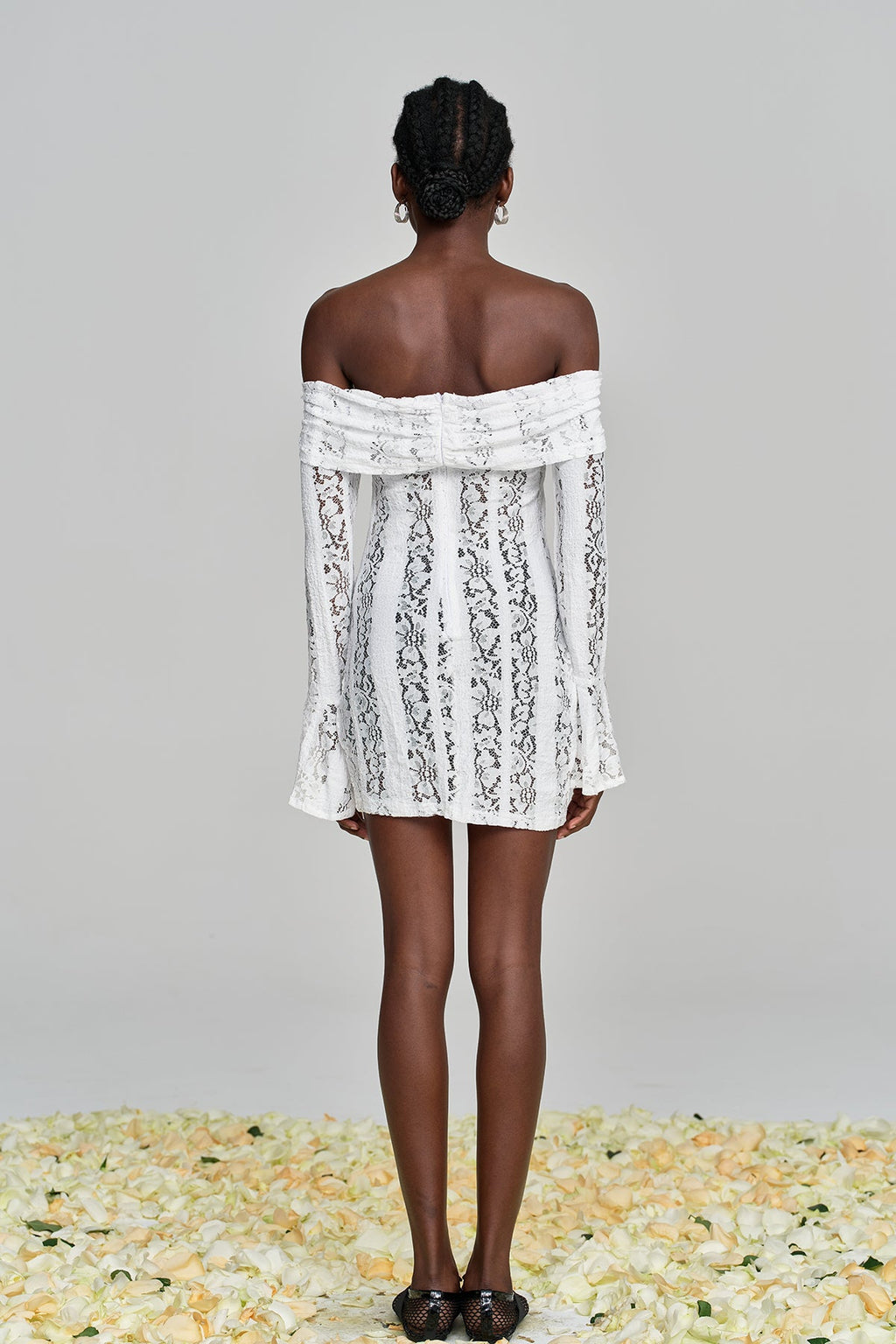 Alladitta Lace Off Shoulder Cutout Mini Dress