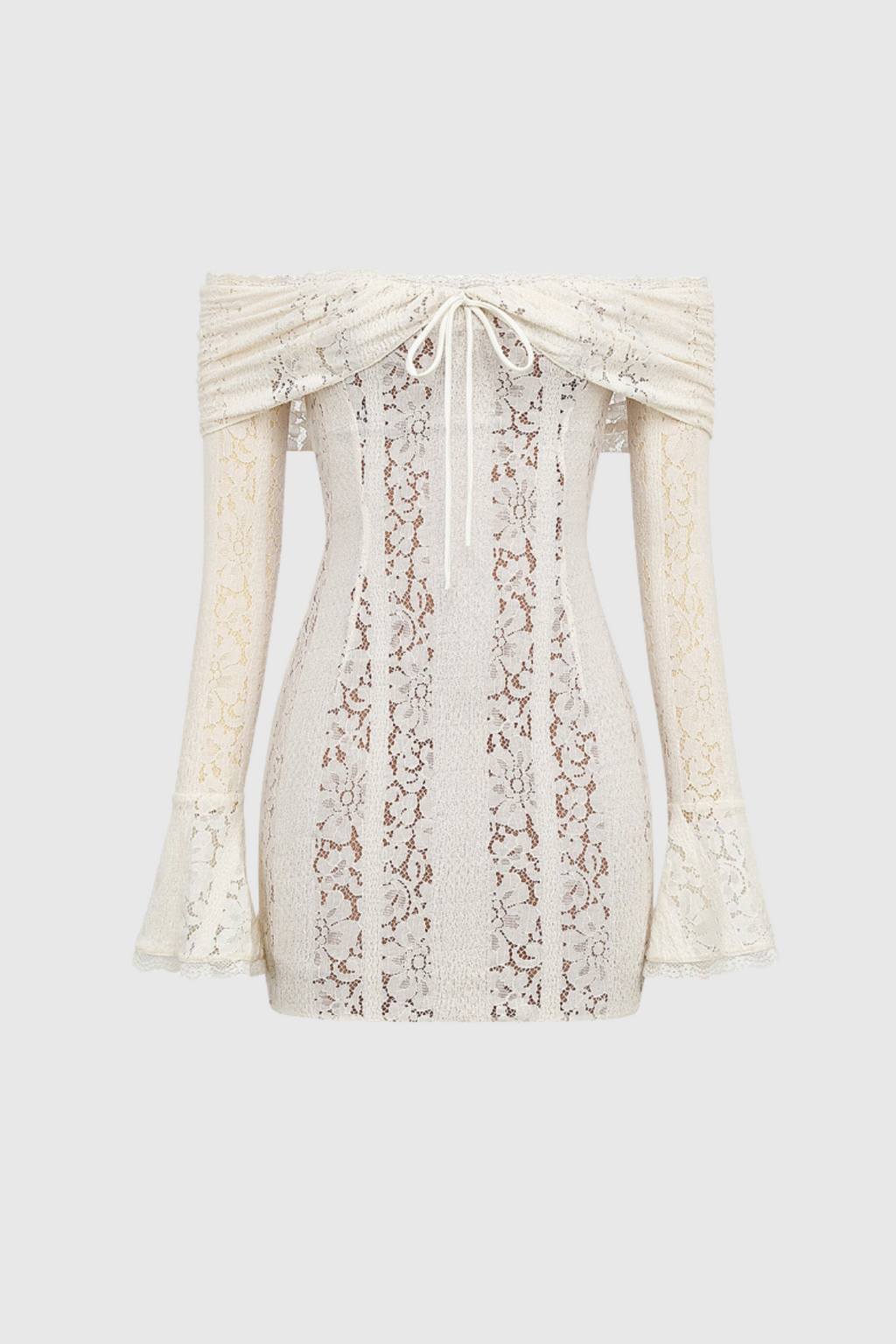 Alladitta Lace Off Shoulder Cutout Mini Dress