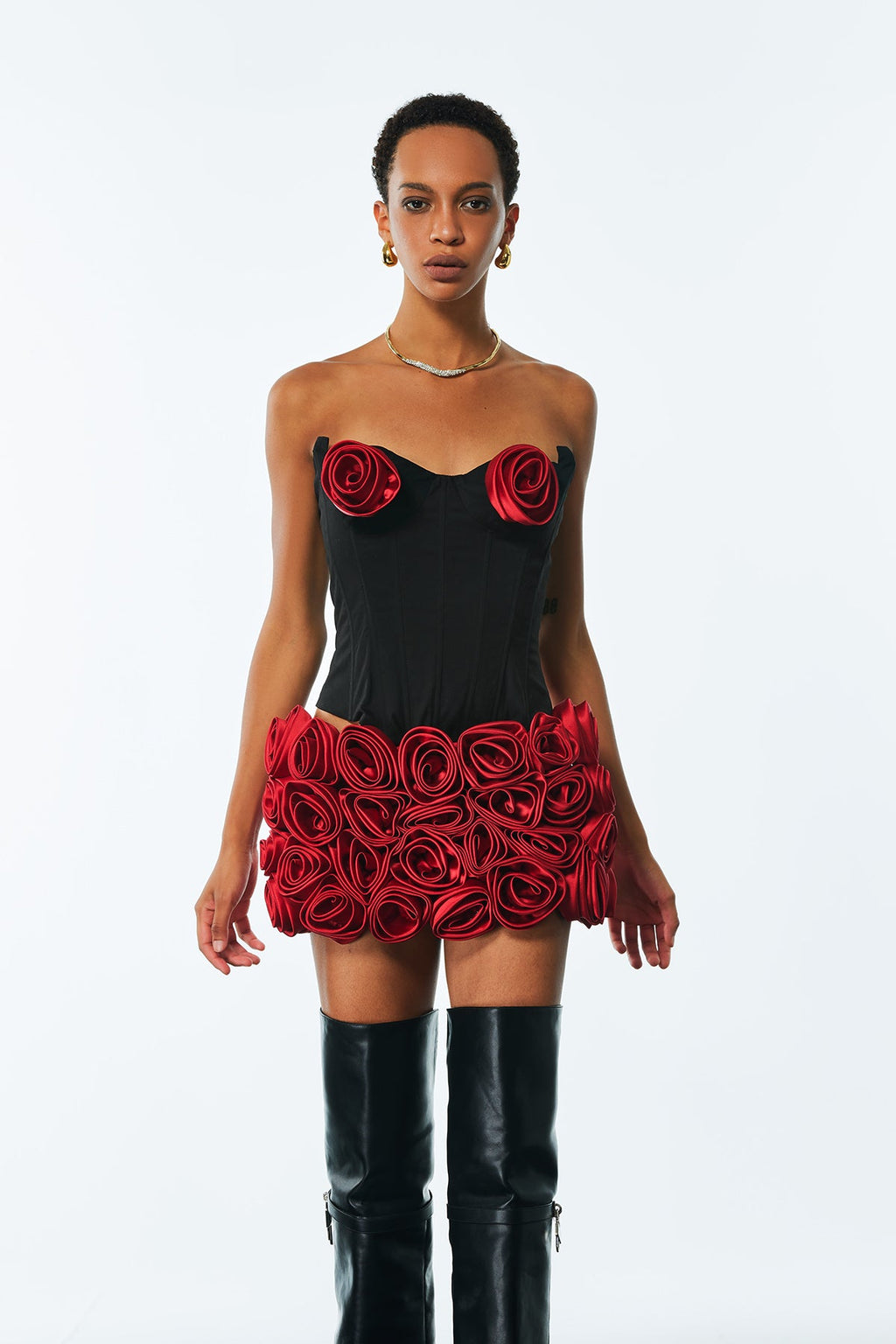 Aloisia Strapless Corset Flower Skirt Set