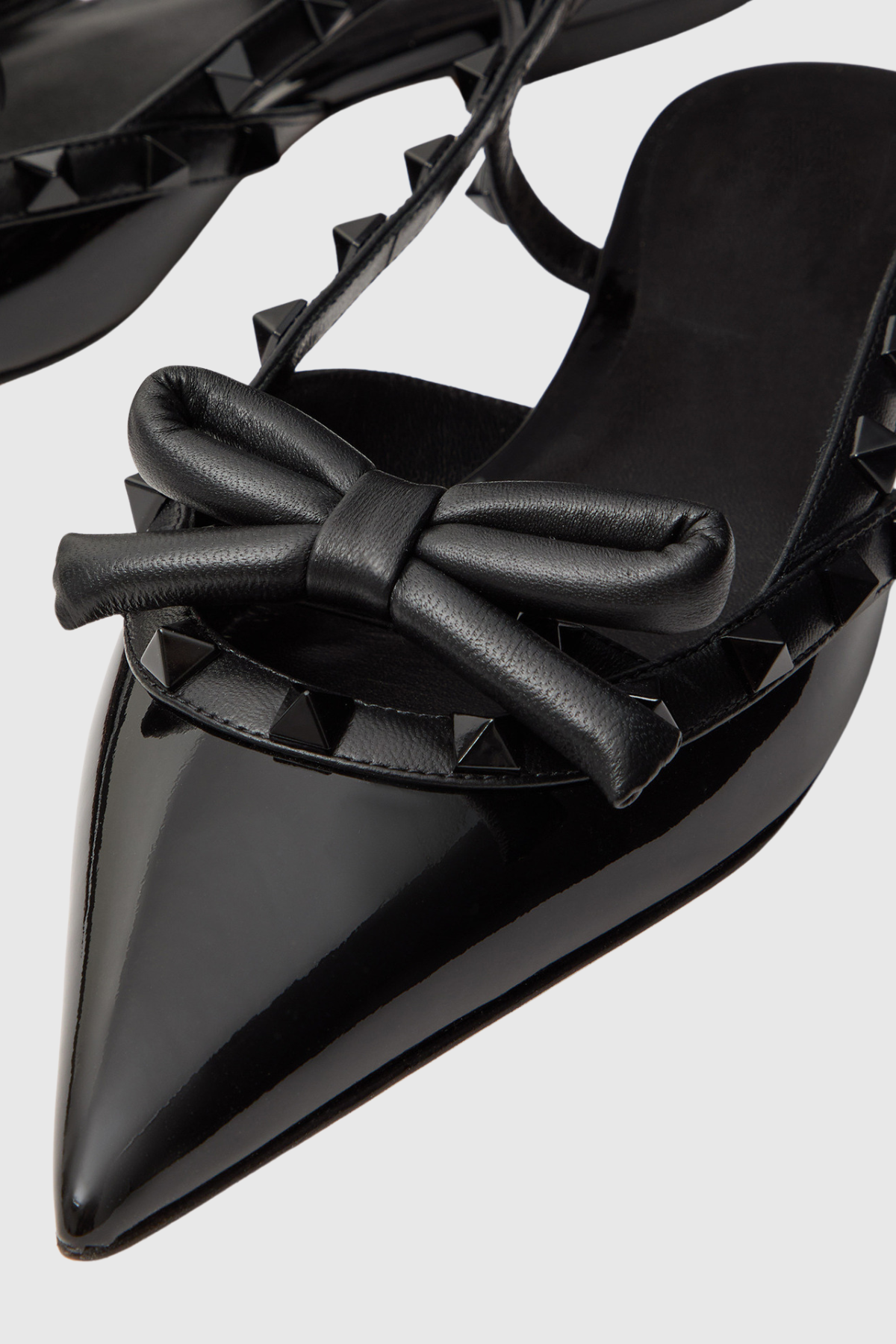 Alpha Studded Bow Flats In Black