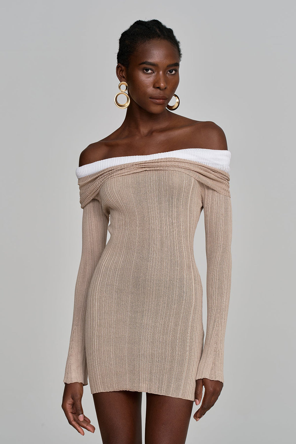Althea Off Shoulder Hayley Knit Mini Dress