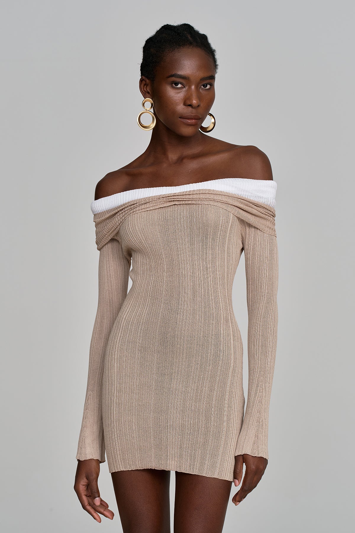 Althea Off Shoulder Hayley Knit Mini Dress