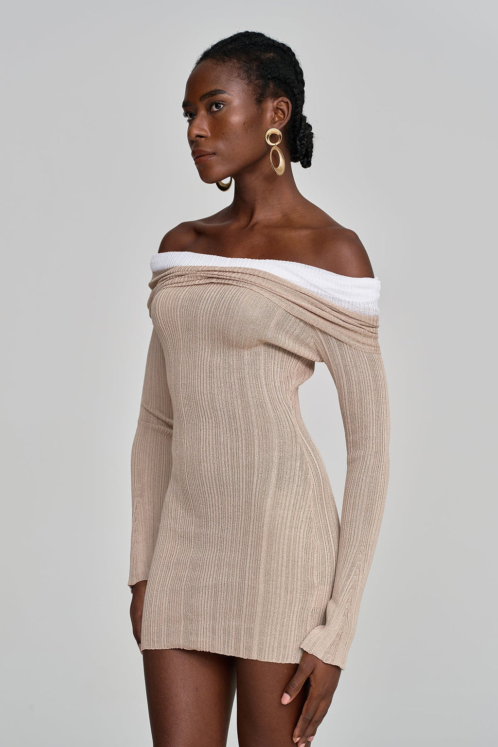 Althea Off Shoulder Hayley Knit Mini Dress