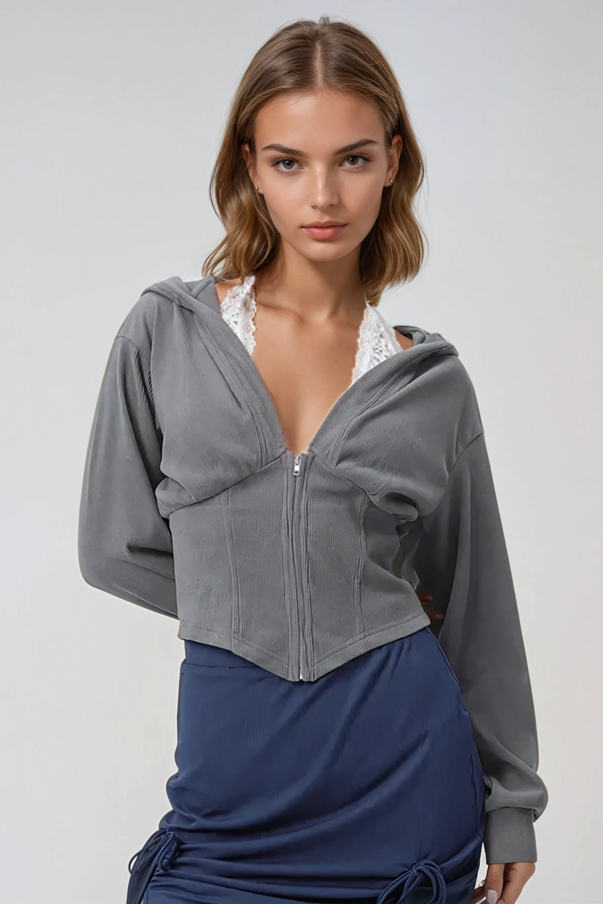 Alvilde Hooded Plunge Lace Top