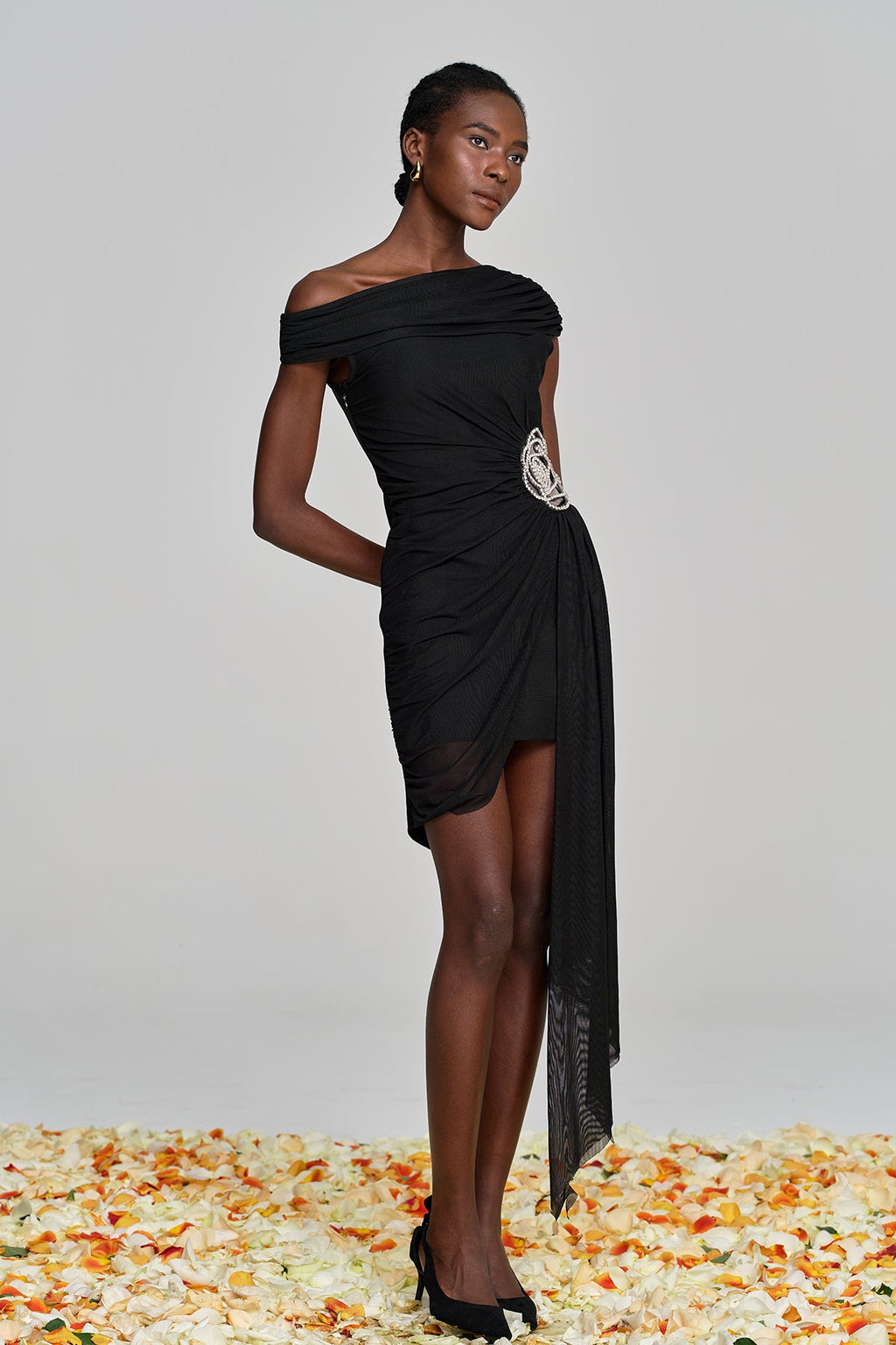 Alvina Ruch Asymmetric Flower Mini Dress