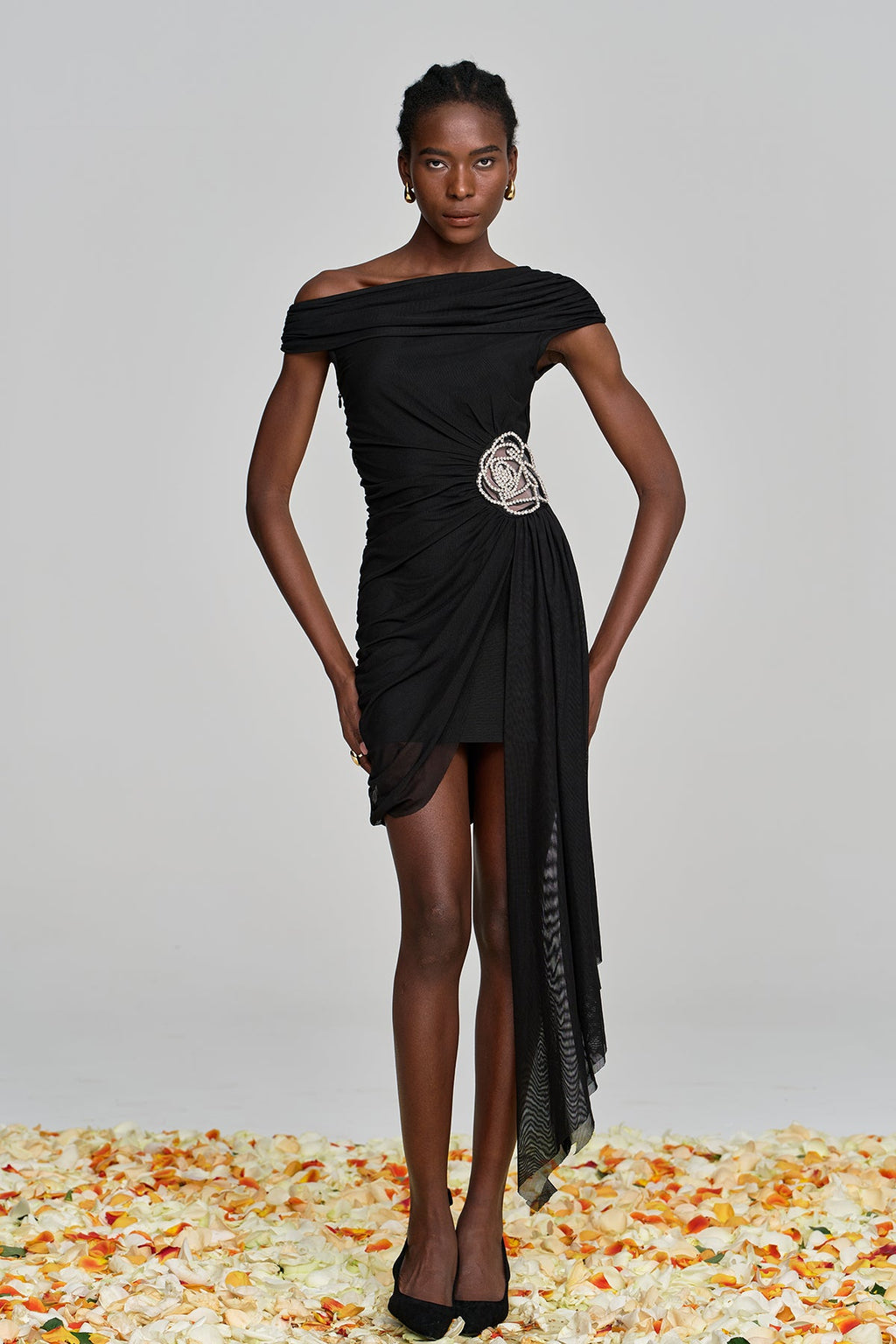 Alvina Ruch Asymmetric Flower Mini Dress