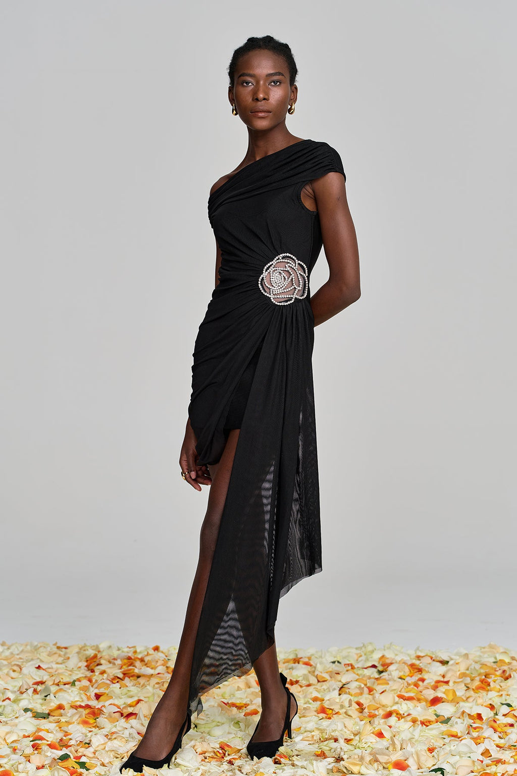 Alvina Ruch Asymmetric Flower Mini Dress