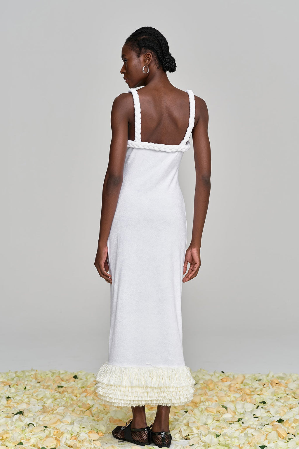 Alvis Bodycon Fringe Twist Knit Maxi Dress