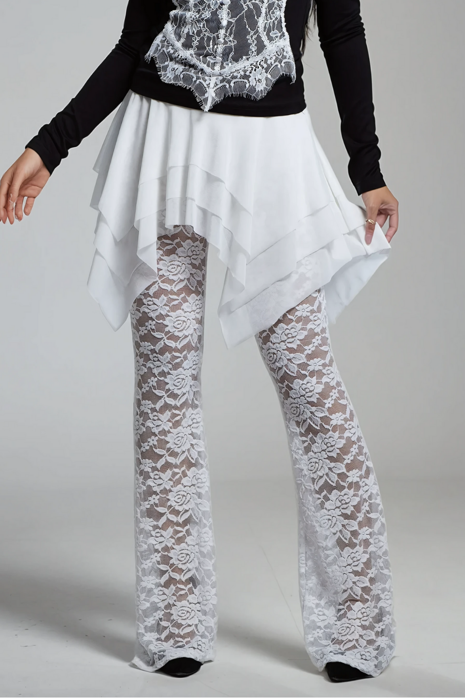 Amadeo Lace Ruffle Deconstruct Pants