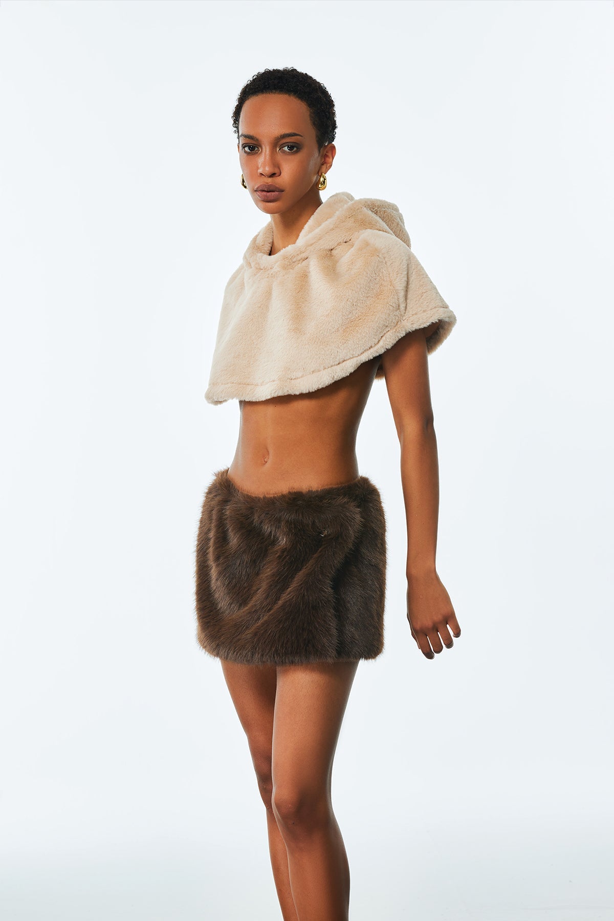 Amadika Faux Fur Short Skirt