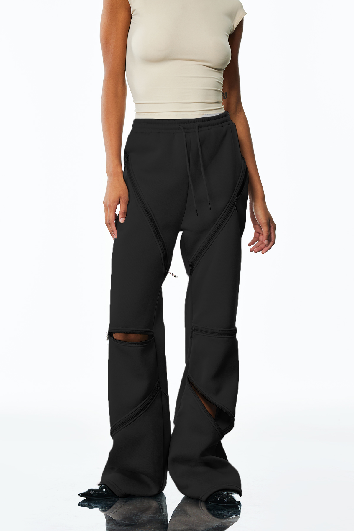 Amal Zipper Deconstruct Pants In Black