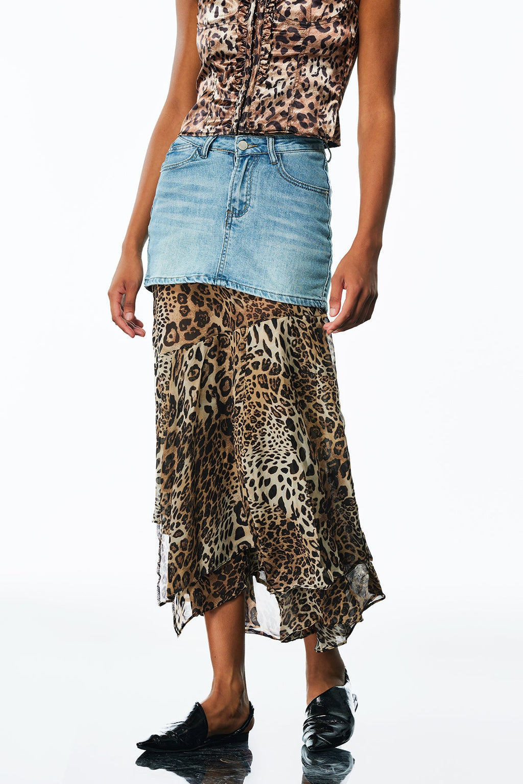 Amalfrida Deconstruct Ruffle Denim Skirt