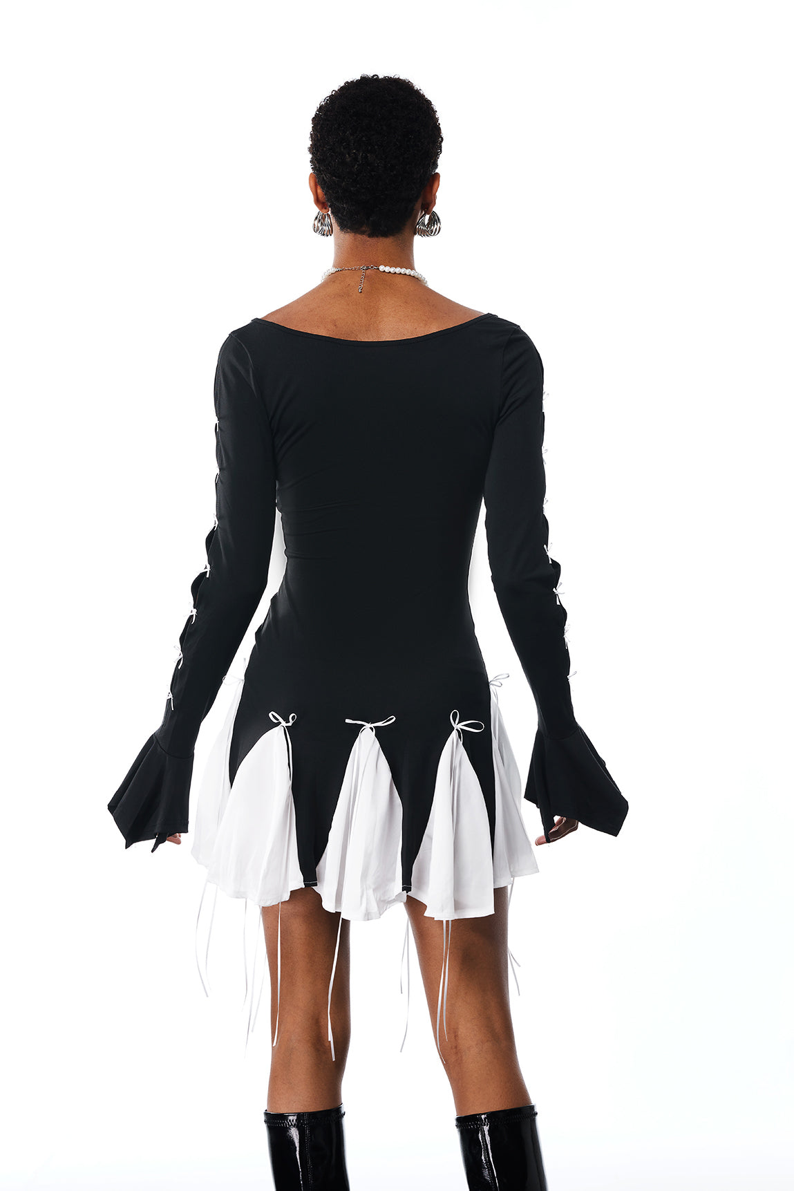 Amarante Bow Ruffle Fringe Mini Dress