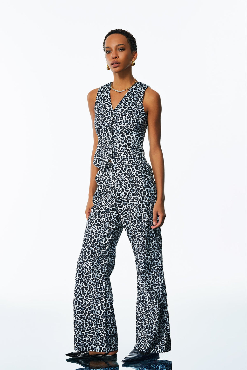 Amarion Leopard Plunge Pants Set