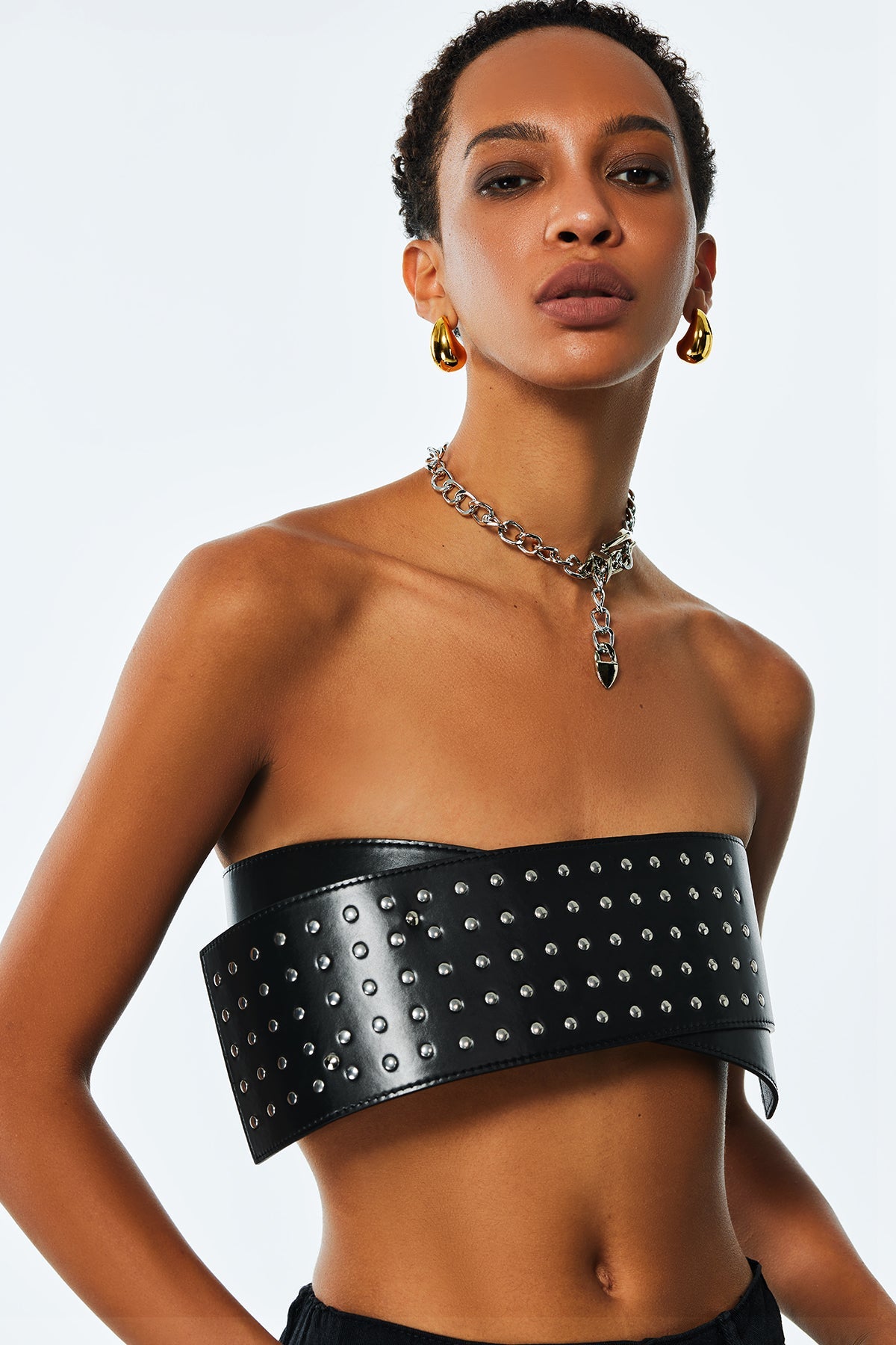 Amaryllis Studded Cross Leather Belt