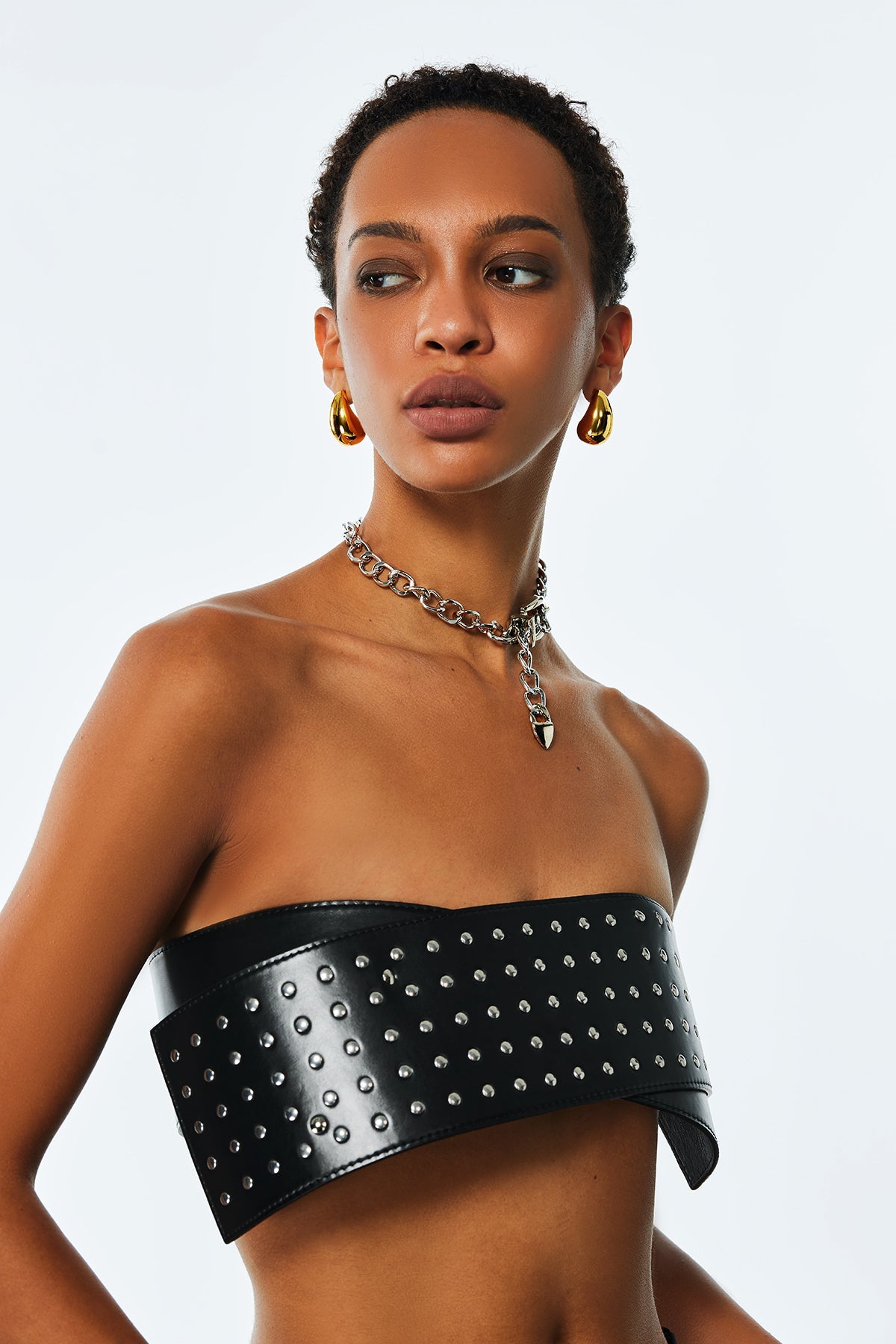 Amaryllis Studded Cross Leather Belt