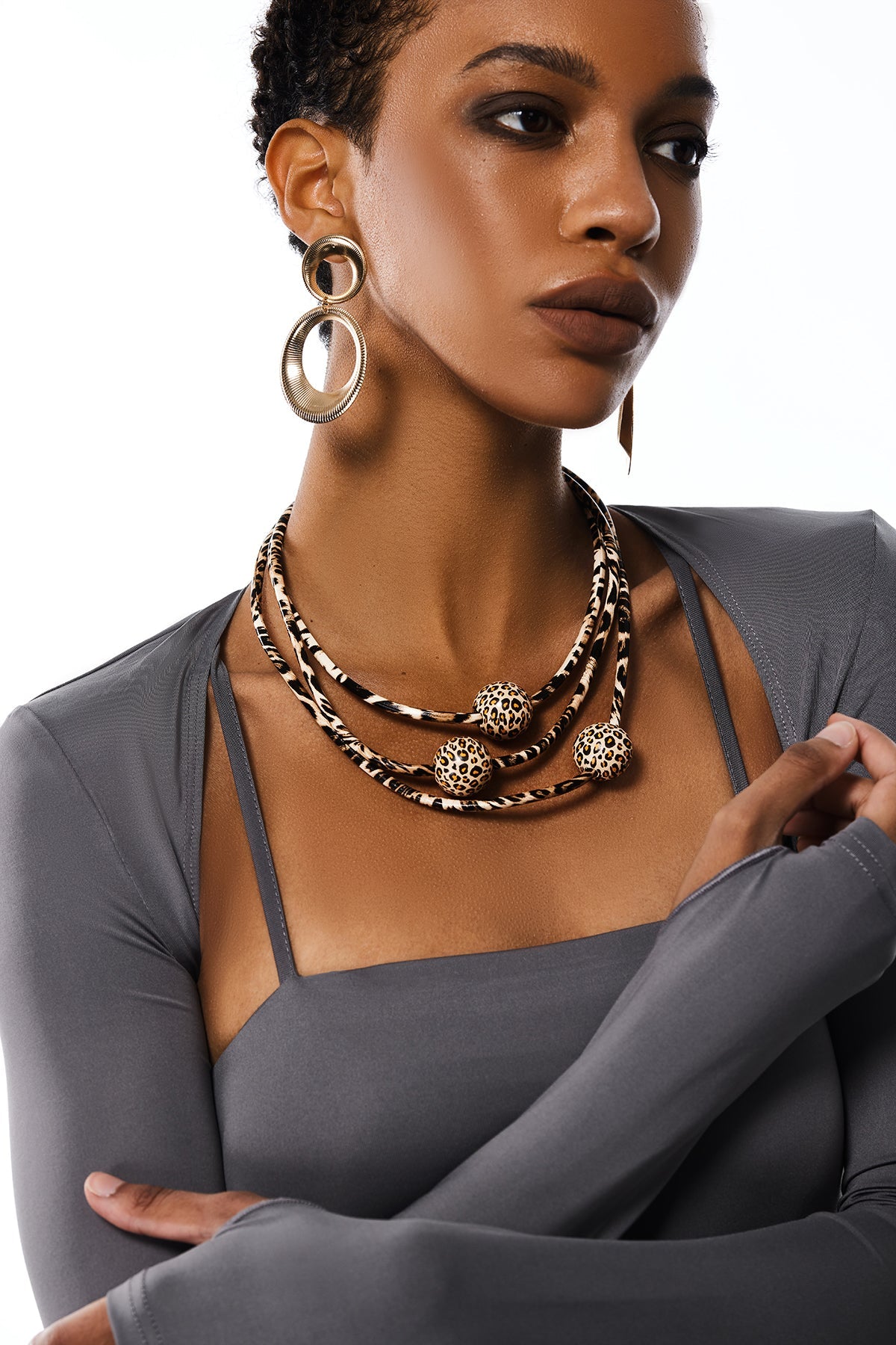 Amata Leopard Multi Chain Necklace