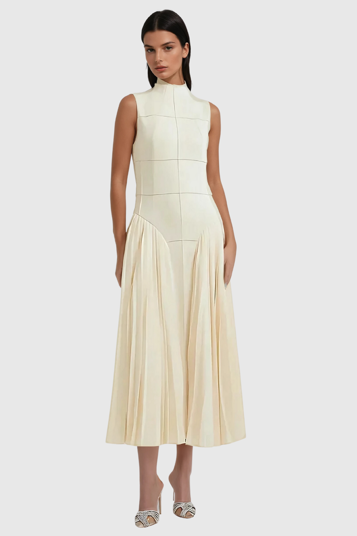 Amberlin Sleeveless Ruch Midi Dress