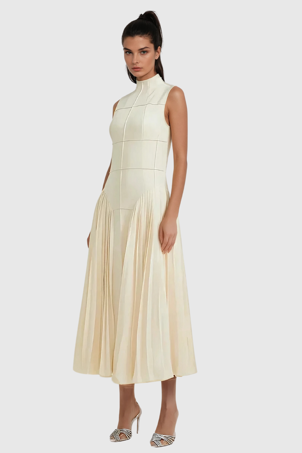 Amberlin Sleeveless Ruch Midi Dress