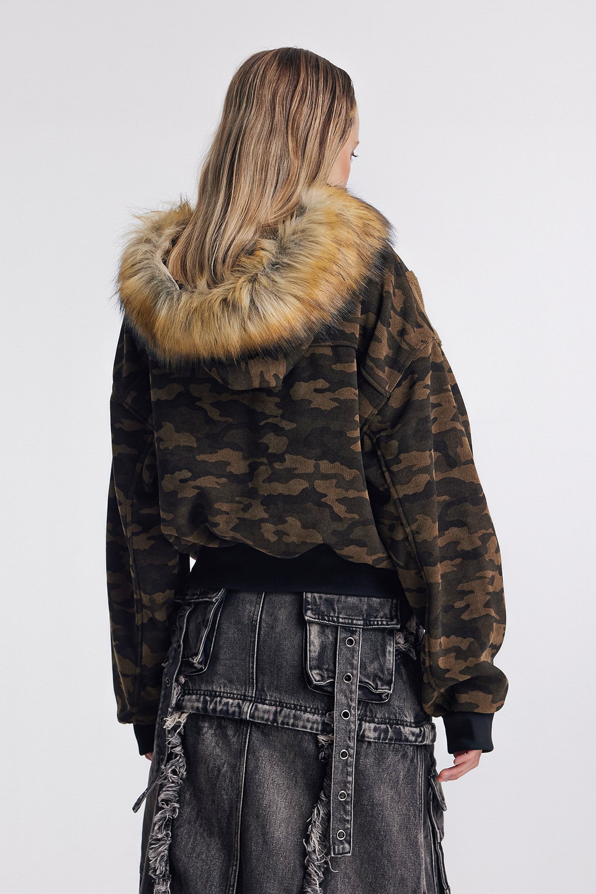 Ambler Camouflage Print Hooded Jacket In Brown