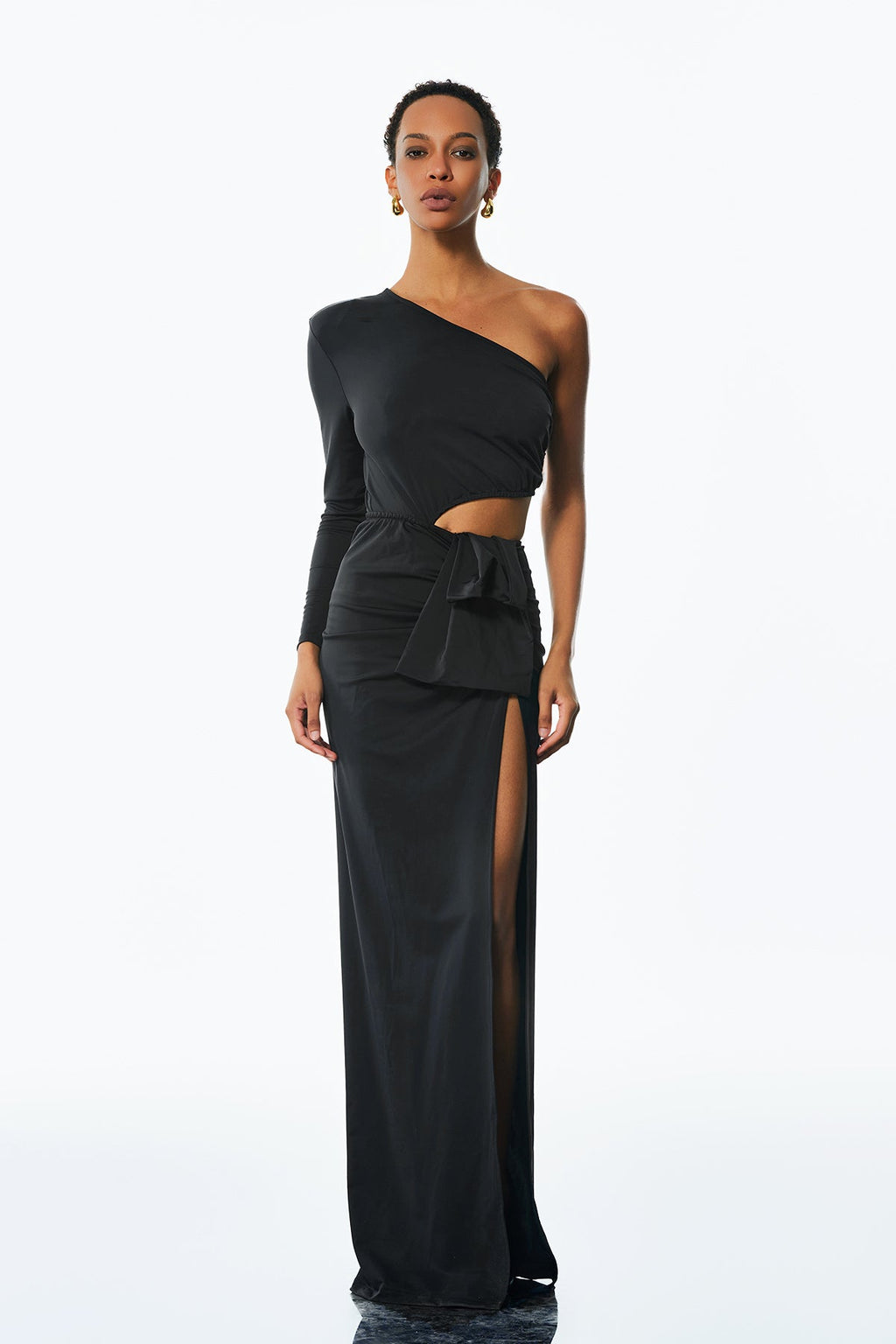 Ambrose One Shouder Ruch Cutout Maxi Dress