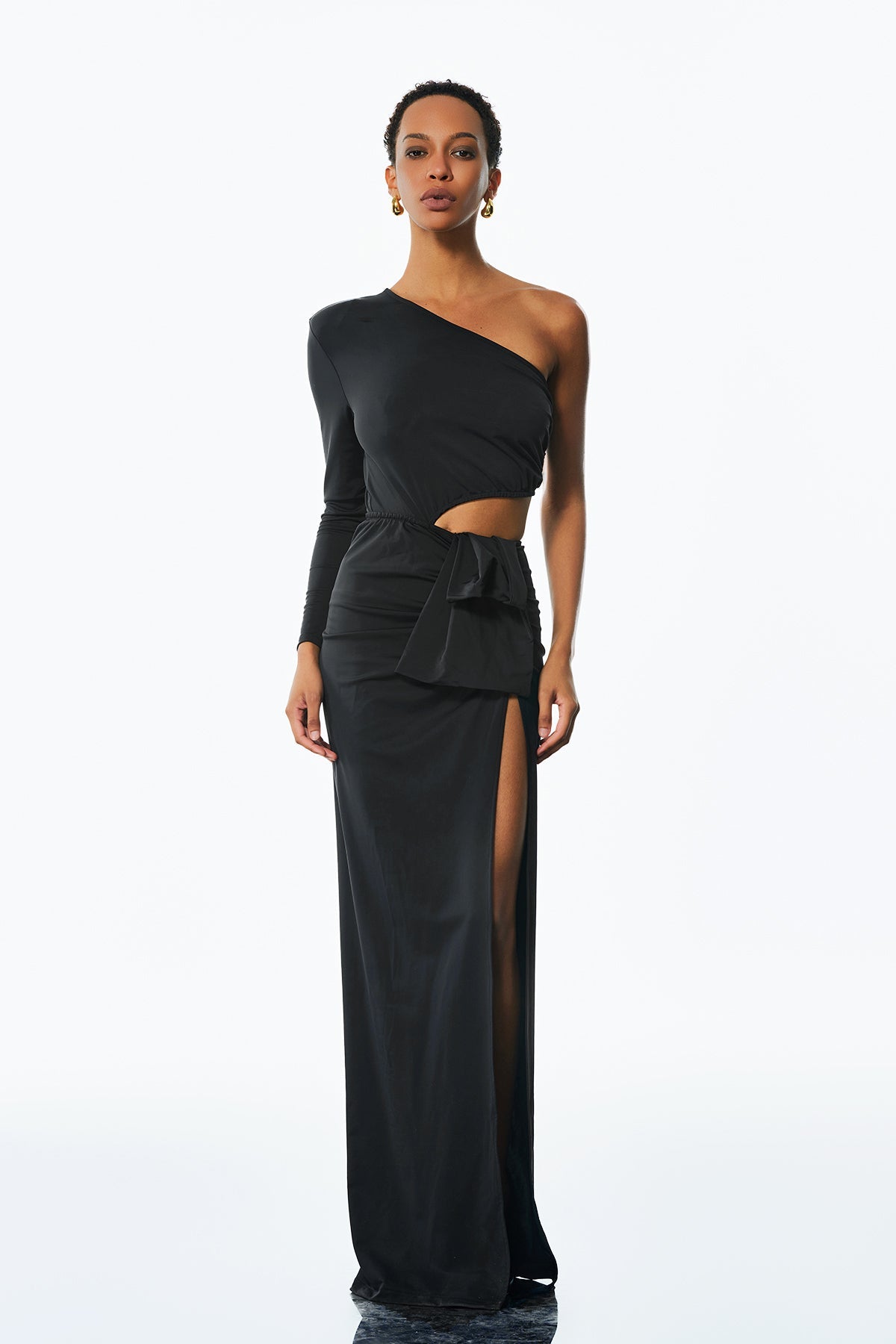 Ambrose One Shouder Ruch Cutout Maxi Dress