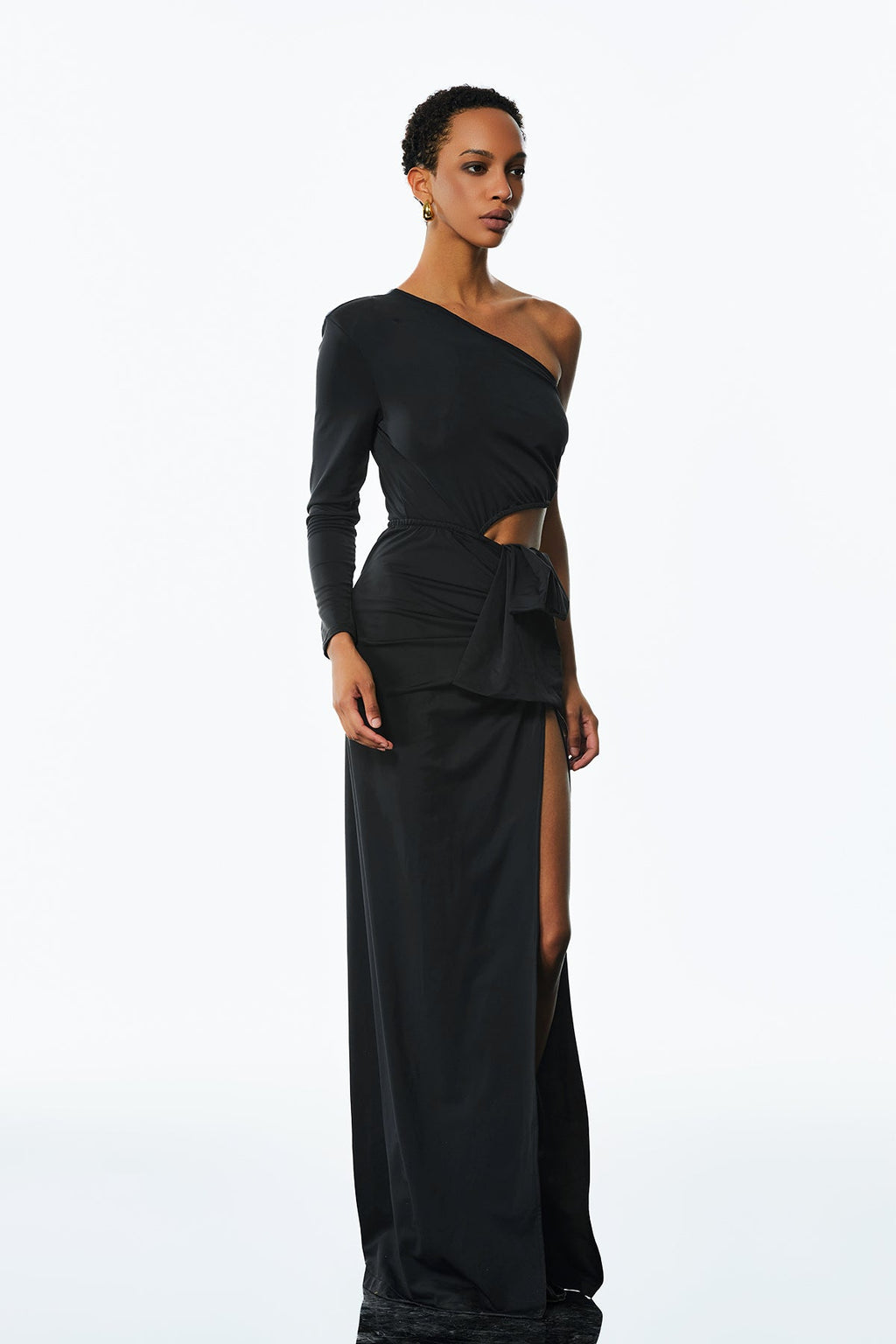 Ambrose One Shouder Ruch Cutout Maxi Dress