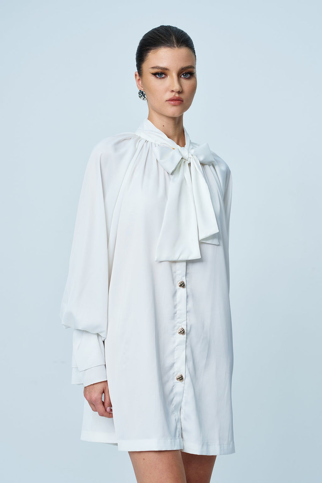 Amethyst Ruffle Bow Lace Up Shirt