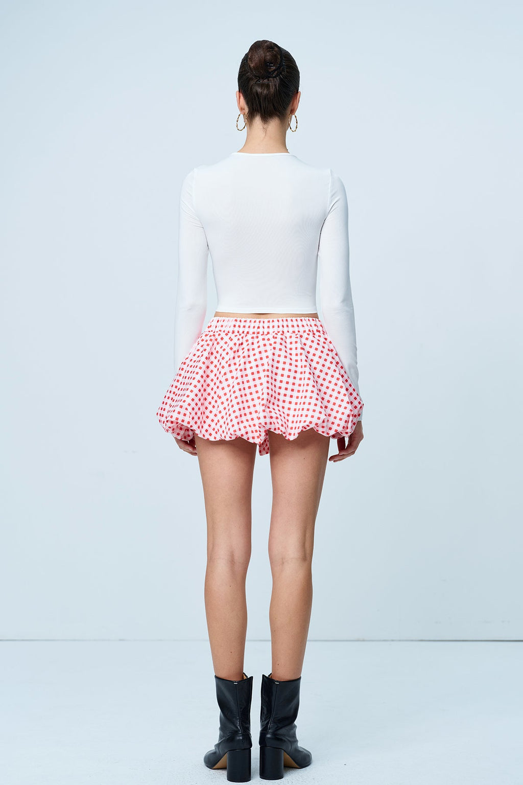 Amhlaoibh Grid Bow Ruffle Skirt Set In Red