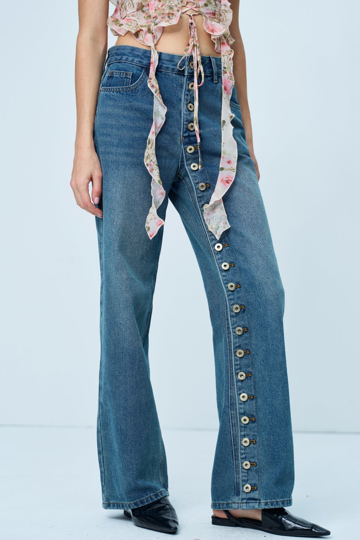Amias Deconstruct Button Jeans