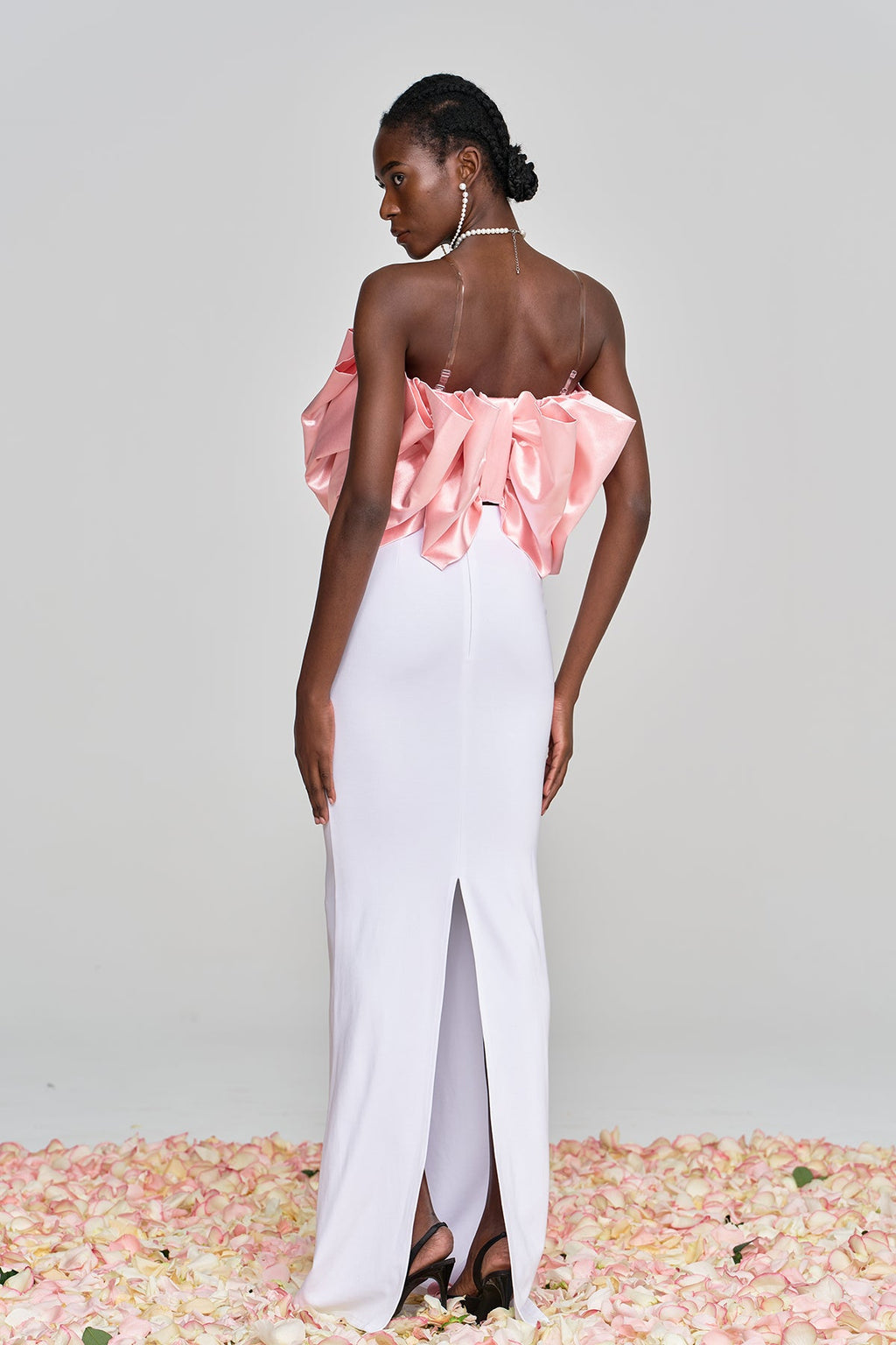 Amiaz Bow Rhinestone Satin Top