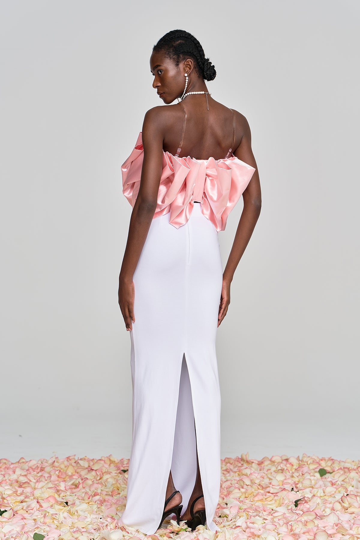 Amiaz Bow Rhinestone Satin Top