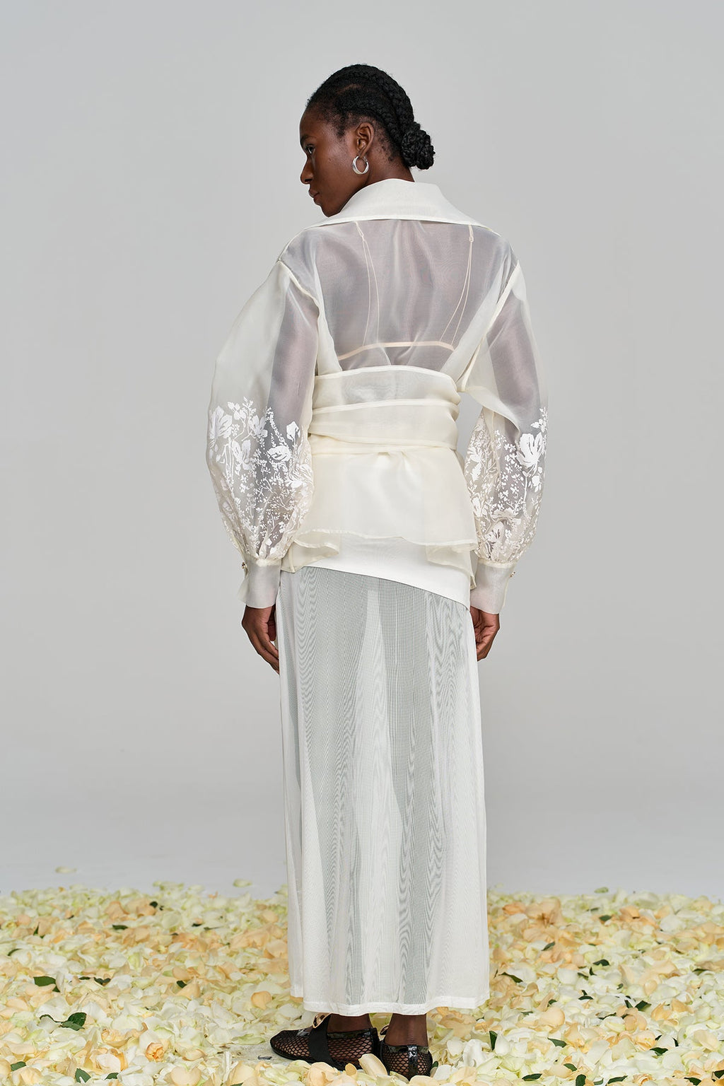 Amil Lace Up Floral Lapel Shirt