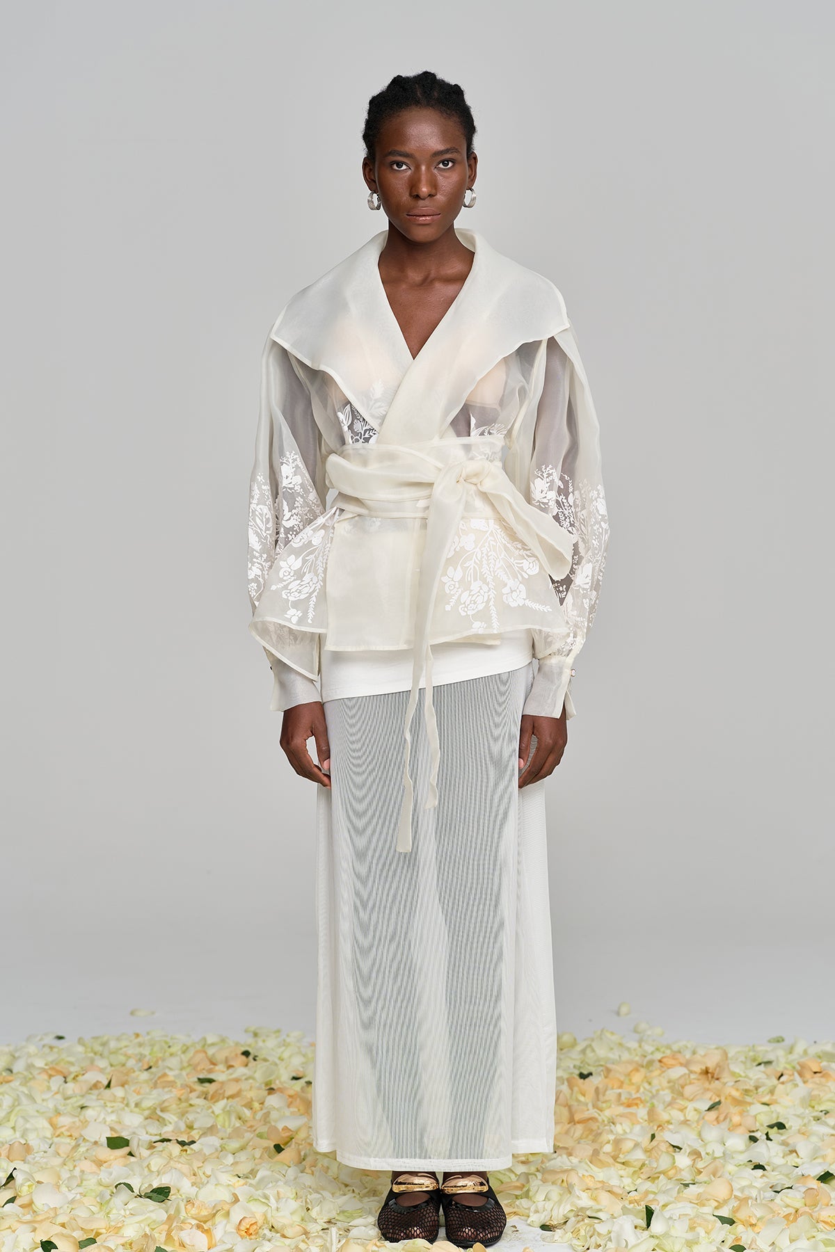 Amil Lace Up Floral Lapel Shirt