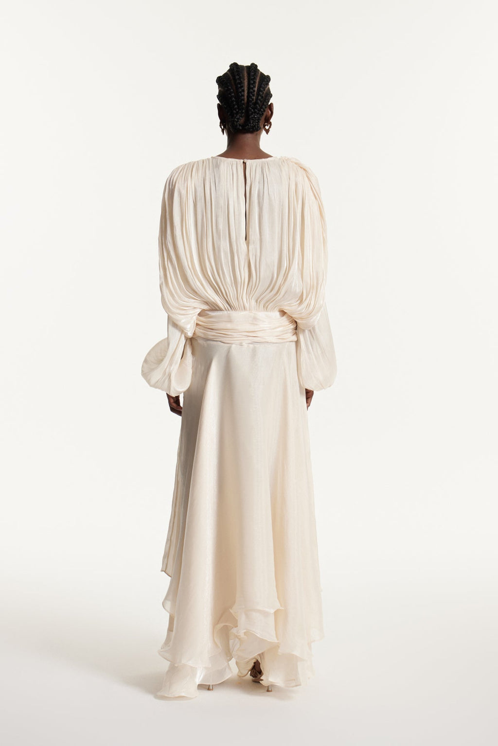 Aminah Balloon Sleeve Ruch Ruffle Maxi Dress