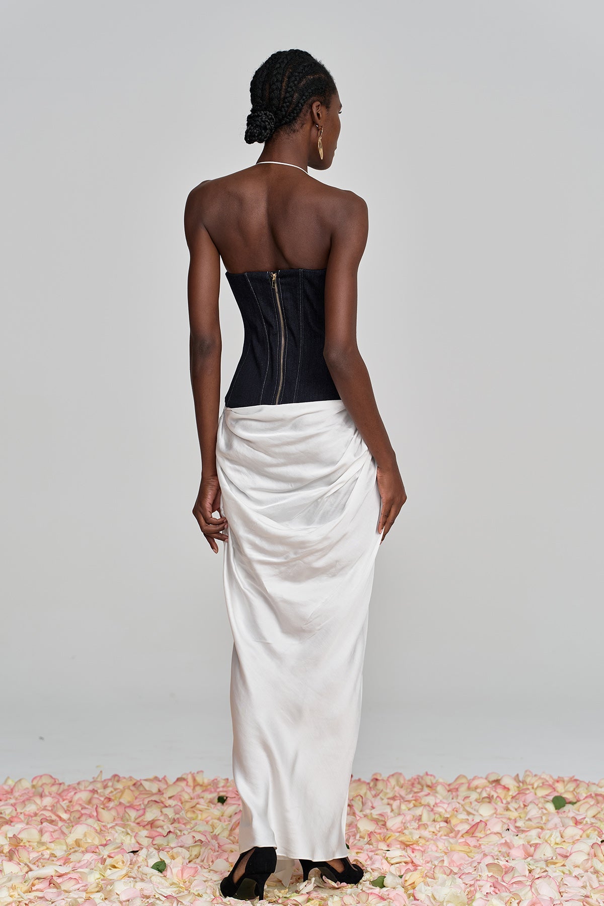 Aminia Halter Neck Ruch Deconstruct Maxi Dress