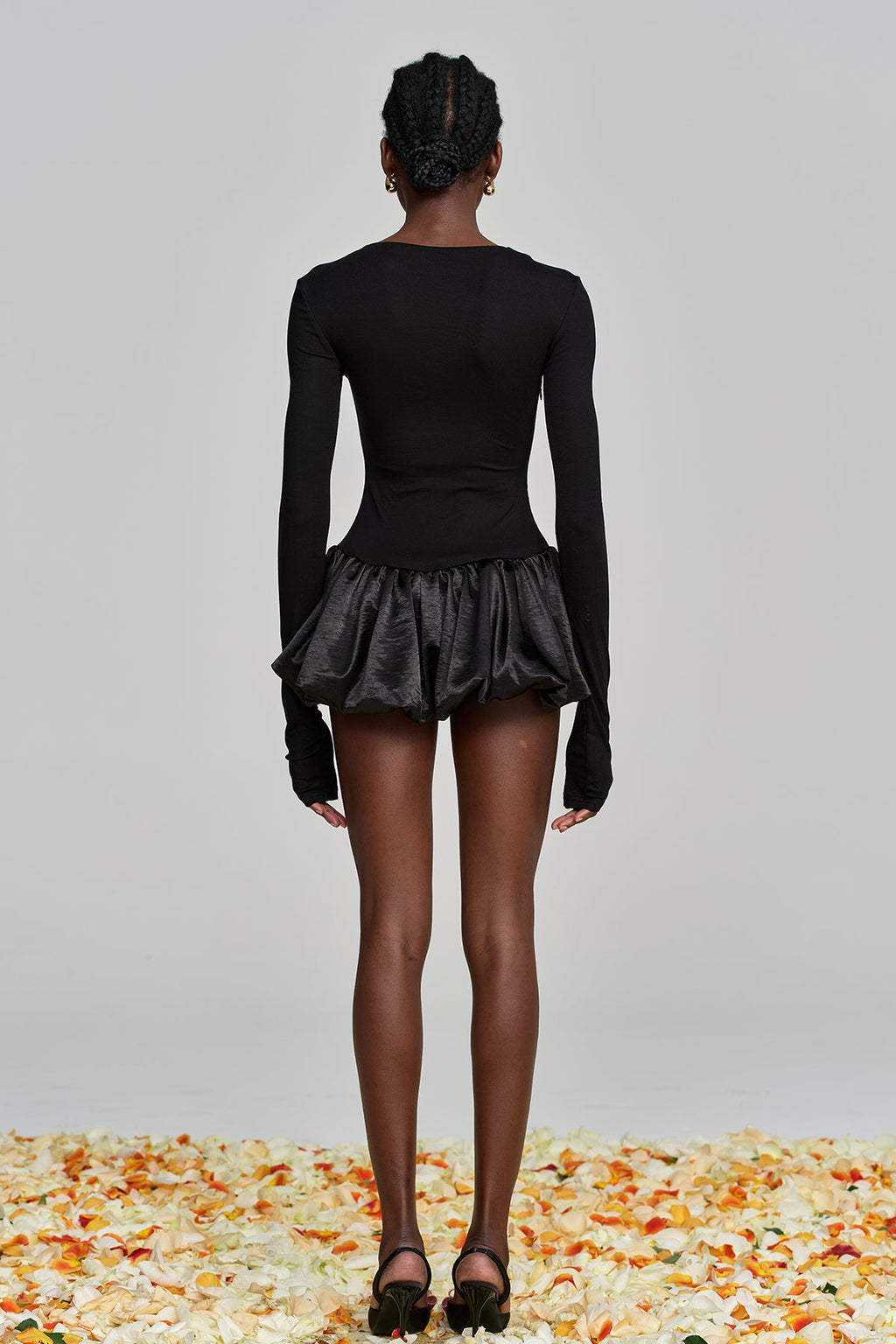 Aminta Lace Up Cutout Ruffle Mini Dress