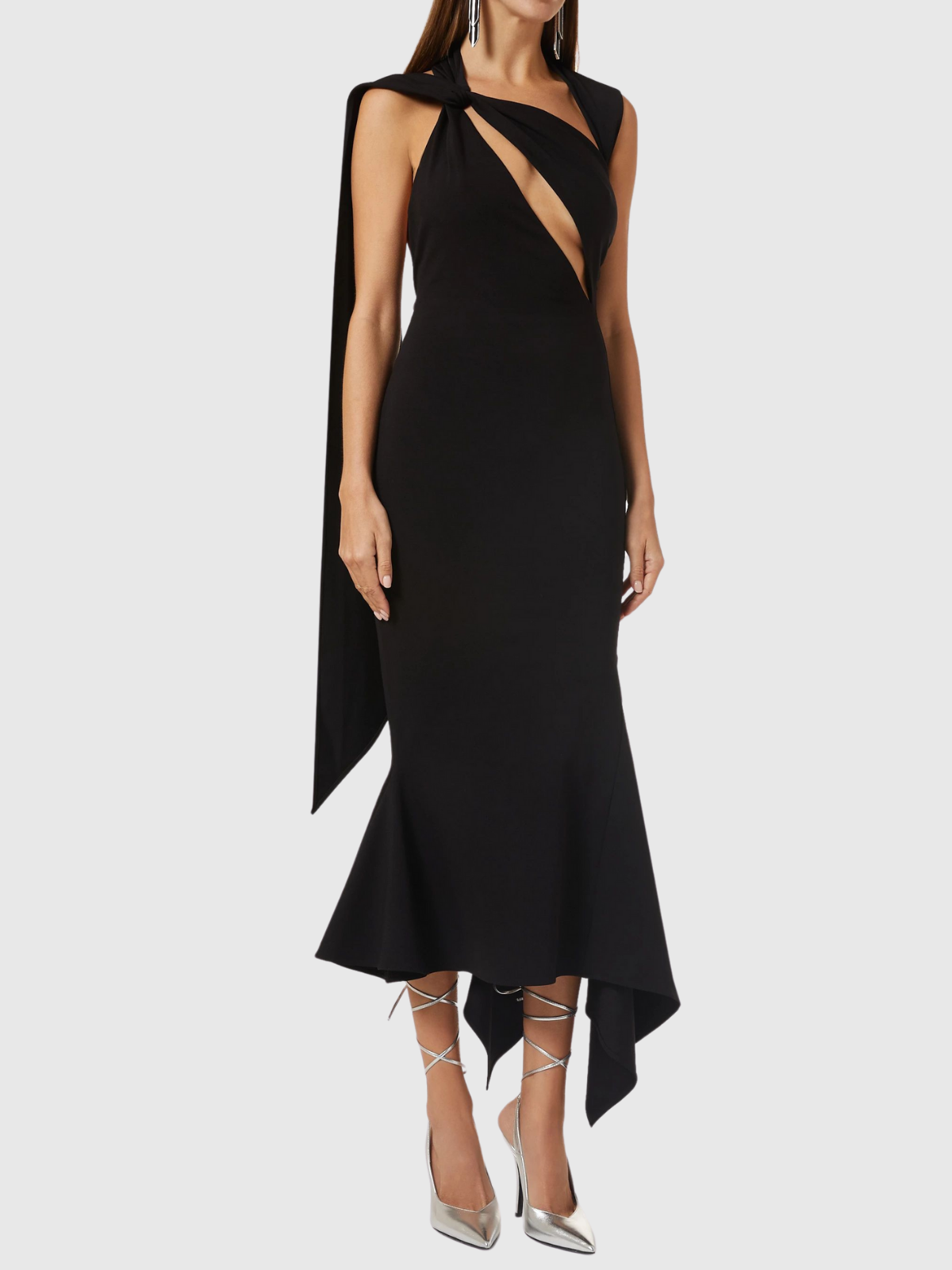 Amirah Cutout Backless Ruffle Midi Dress