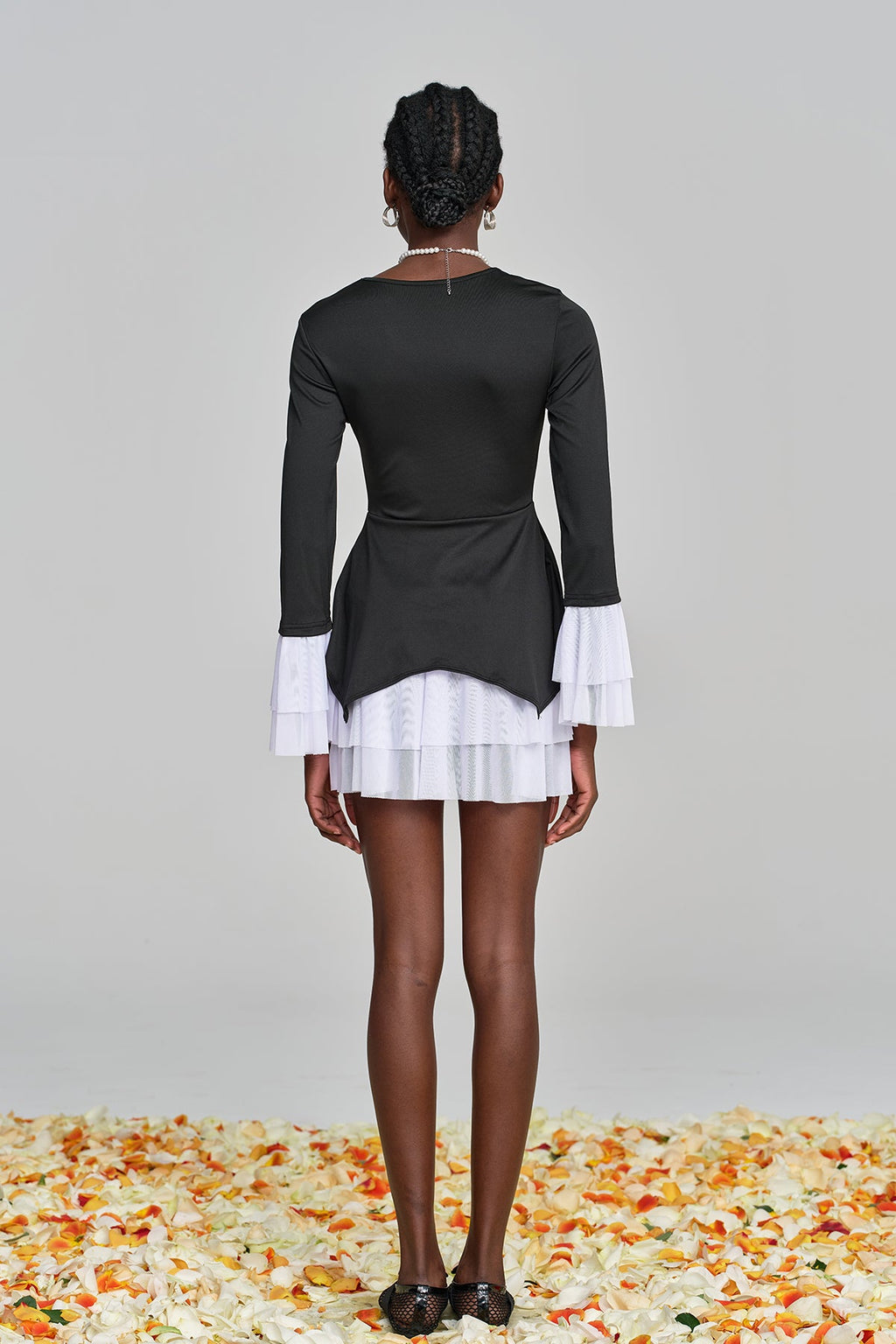 Amisquew Asymmetric Ruffle V Neck Mini Dress