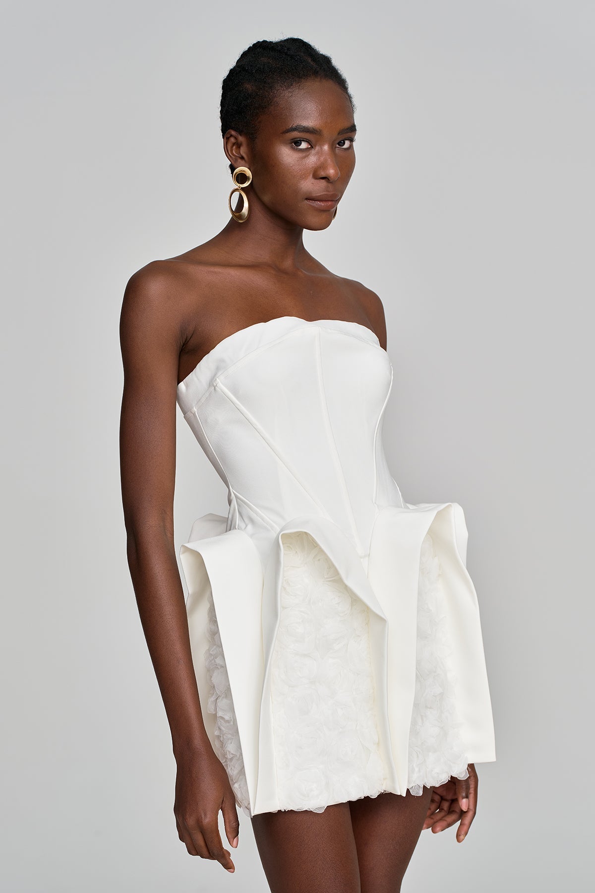 Amma Strapless Deconstruct Flower Mini Dress