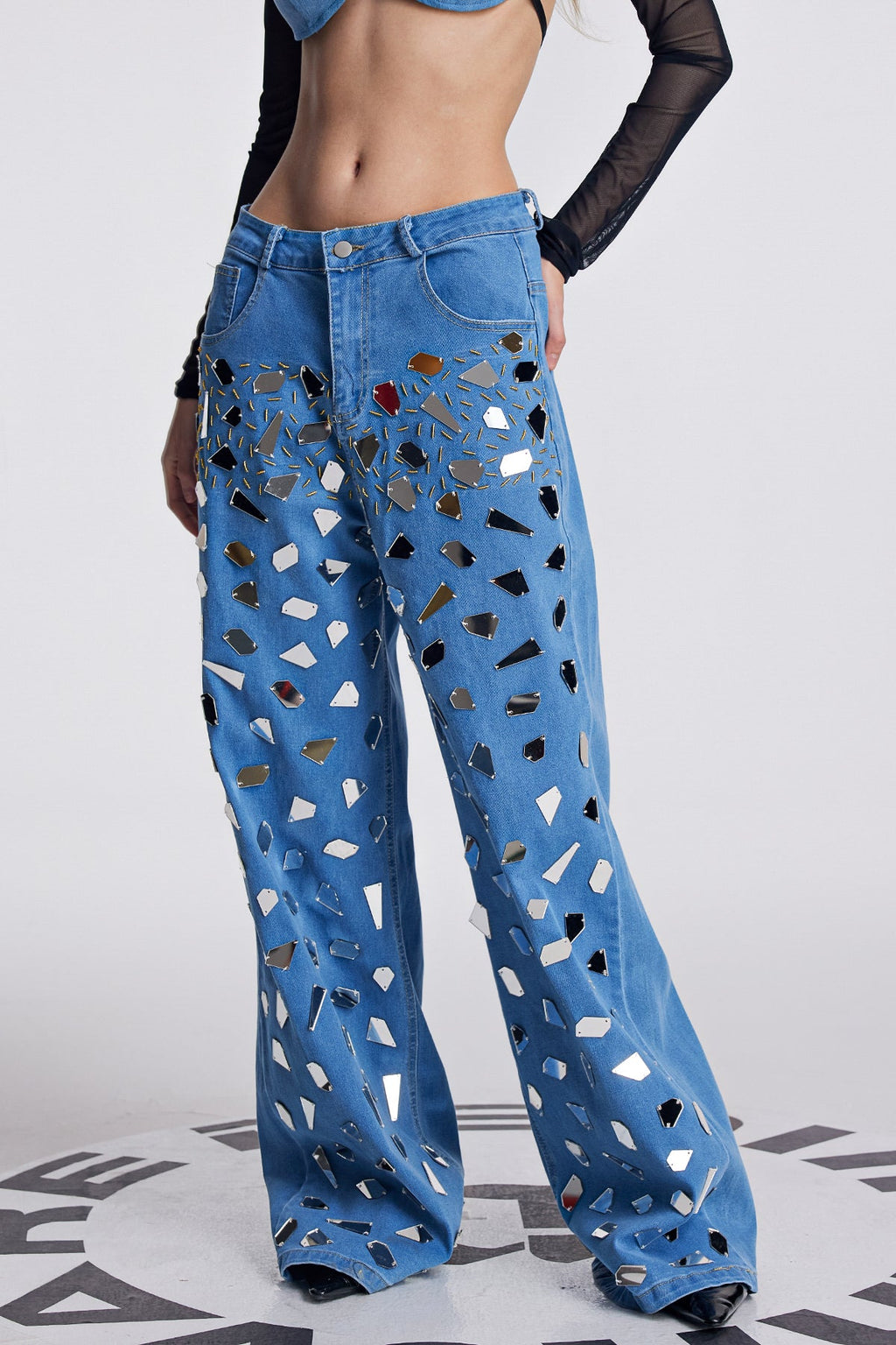 Amory Embellished Fringe Wide Jeans