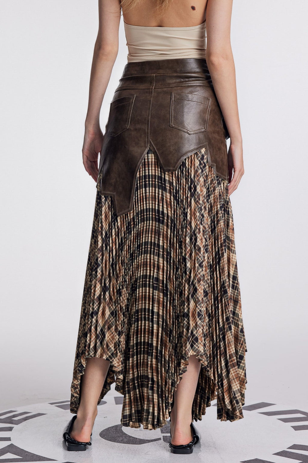 Amos Asymmetric Grid Deconstruct Skirt