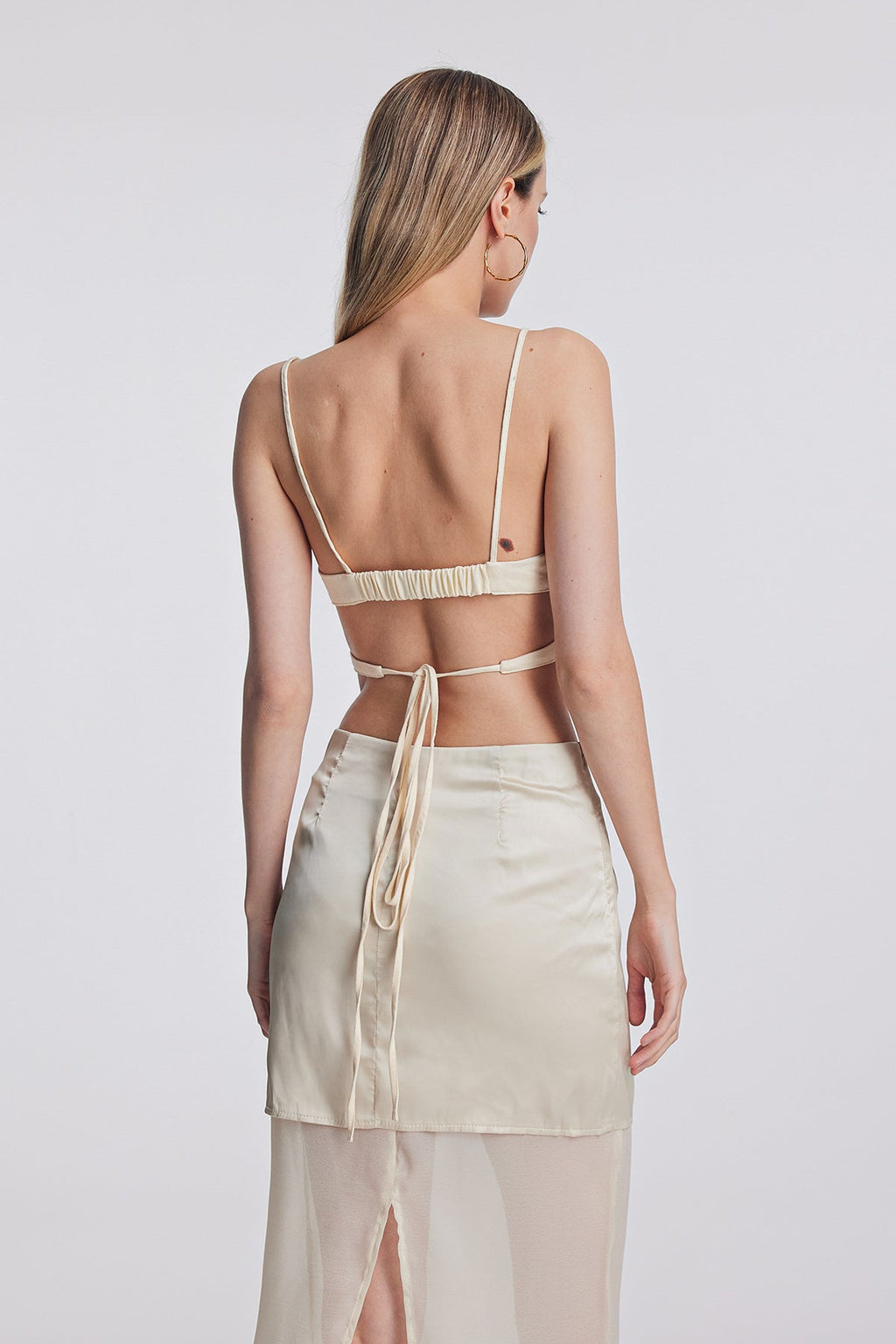 Amya Cross Flower Lace Up Top