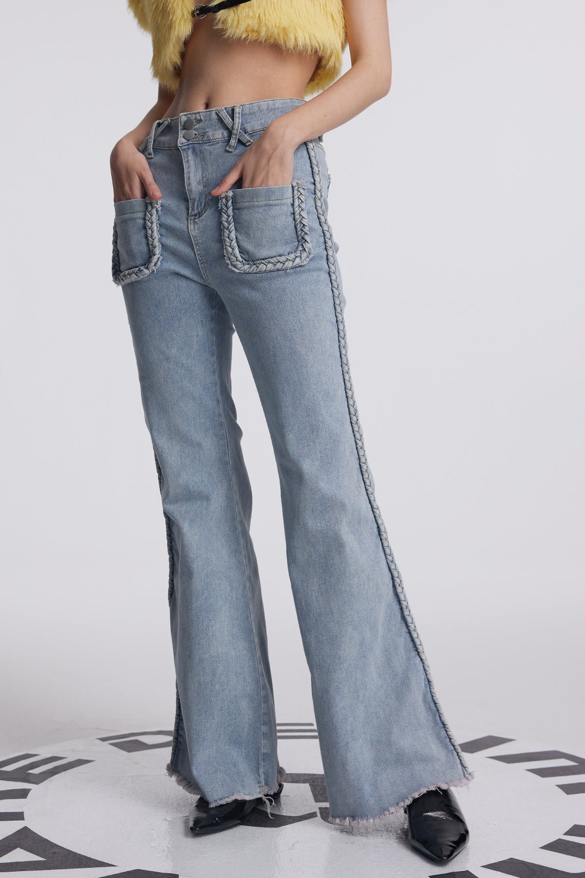 Amzi Cross Pocket Fringe Jeans