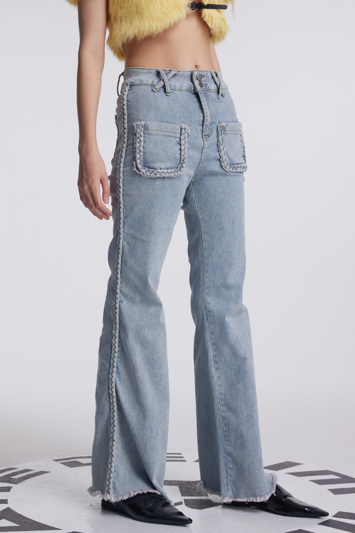 Amzi Cross Pocket Fringe Jeans