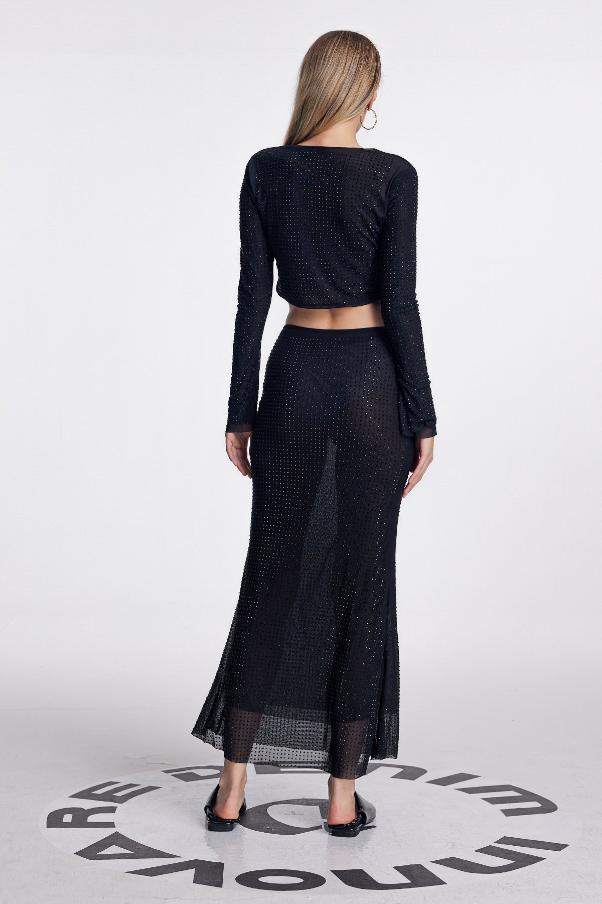 Anabia Dot Flower Ruffle Skirt Set