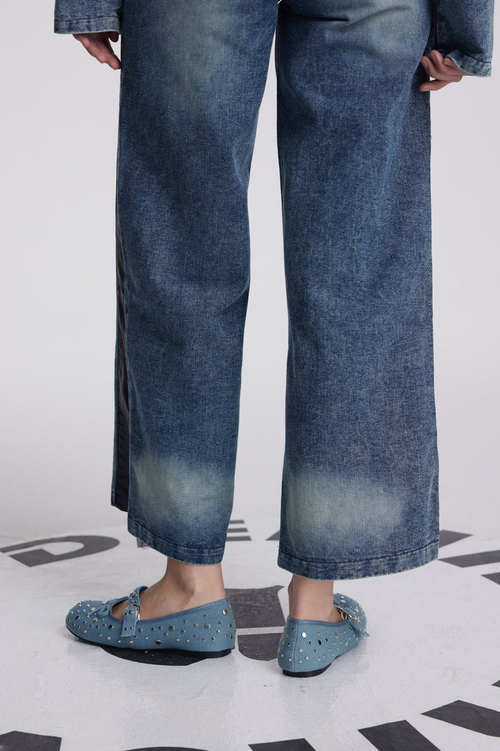 Analeigh Bow Studded Denim Flats