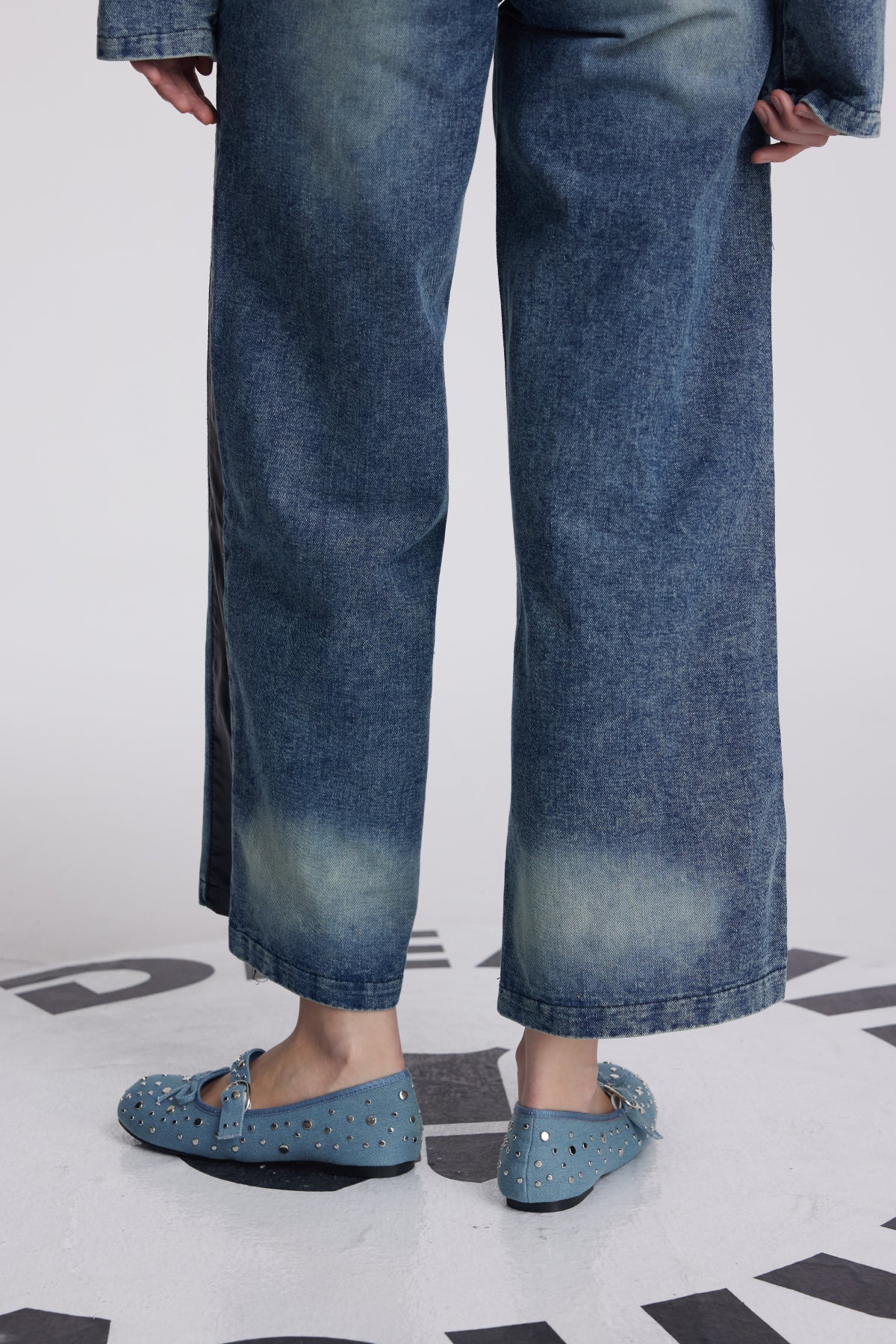 Analeigh Bow Studded Denim Flats