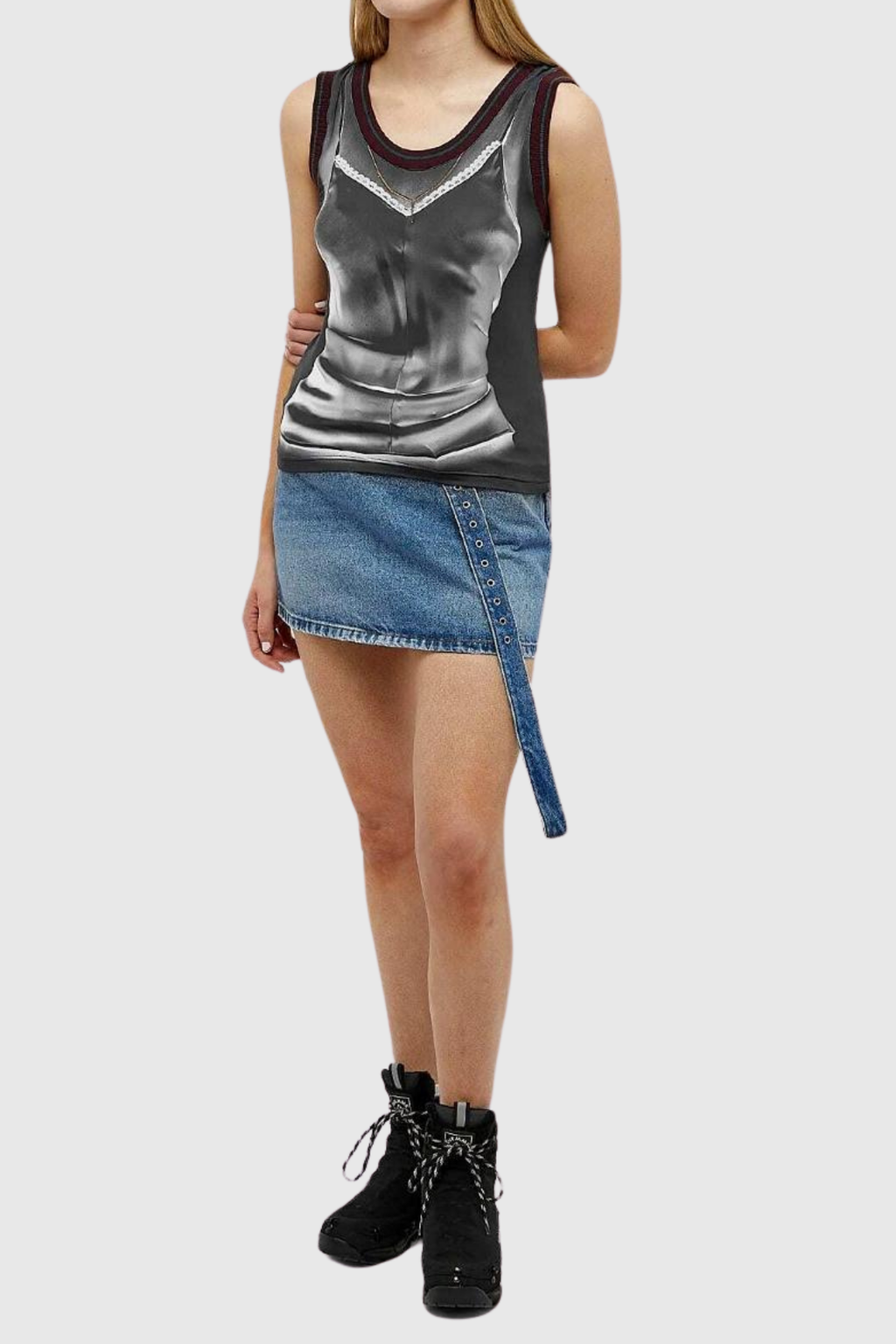 Analia Illusion Print Sleeveless Top